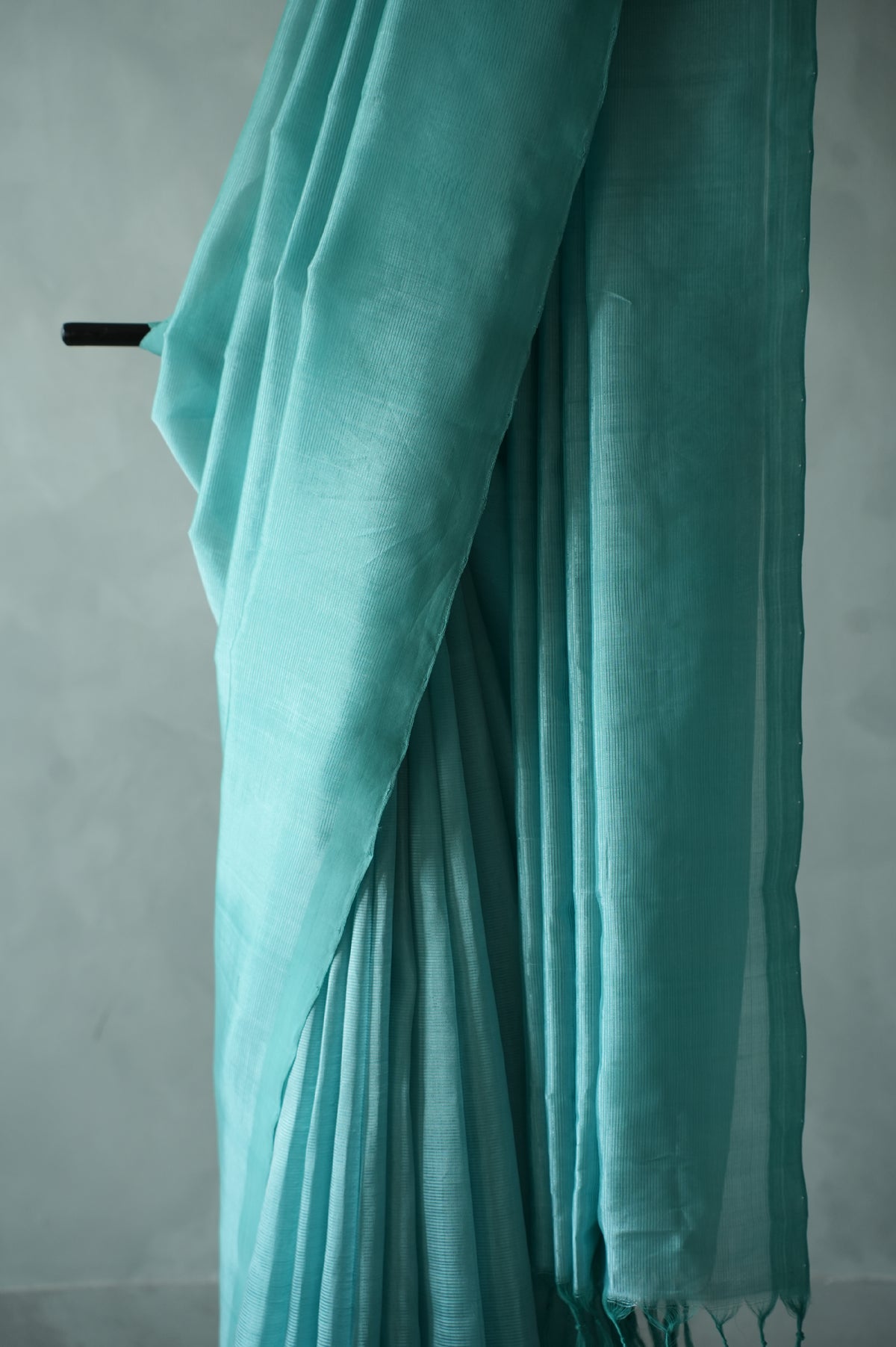 Aqua Blue Plain Mangalagiri Silk Cotton Saree