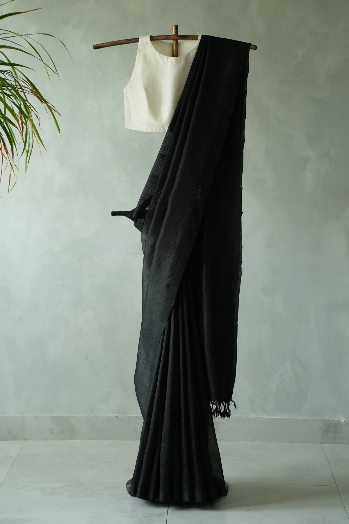 Void Black Plain Mangalagiri Silk Cotton Saree