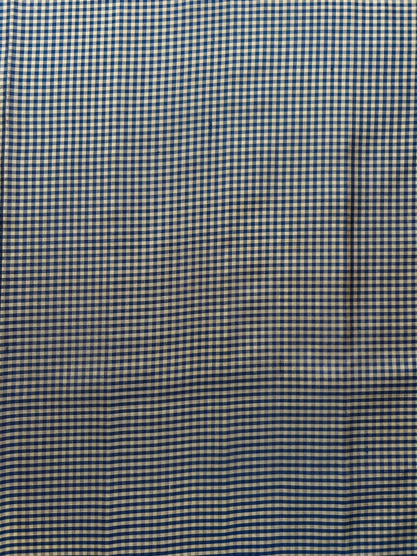 Blue and White Micro-Check Silk Saree with Gold Zari Pallu