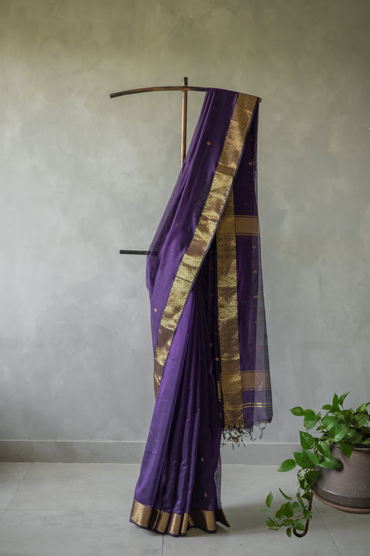 Purple Chanderi Silk with Diamond Woven Motif Saree