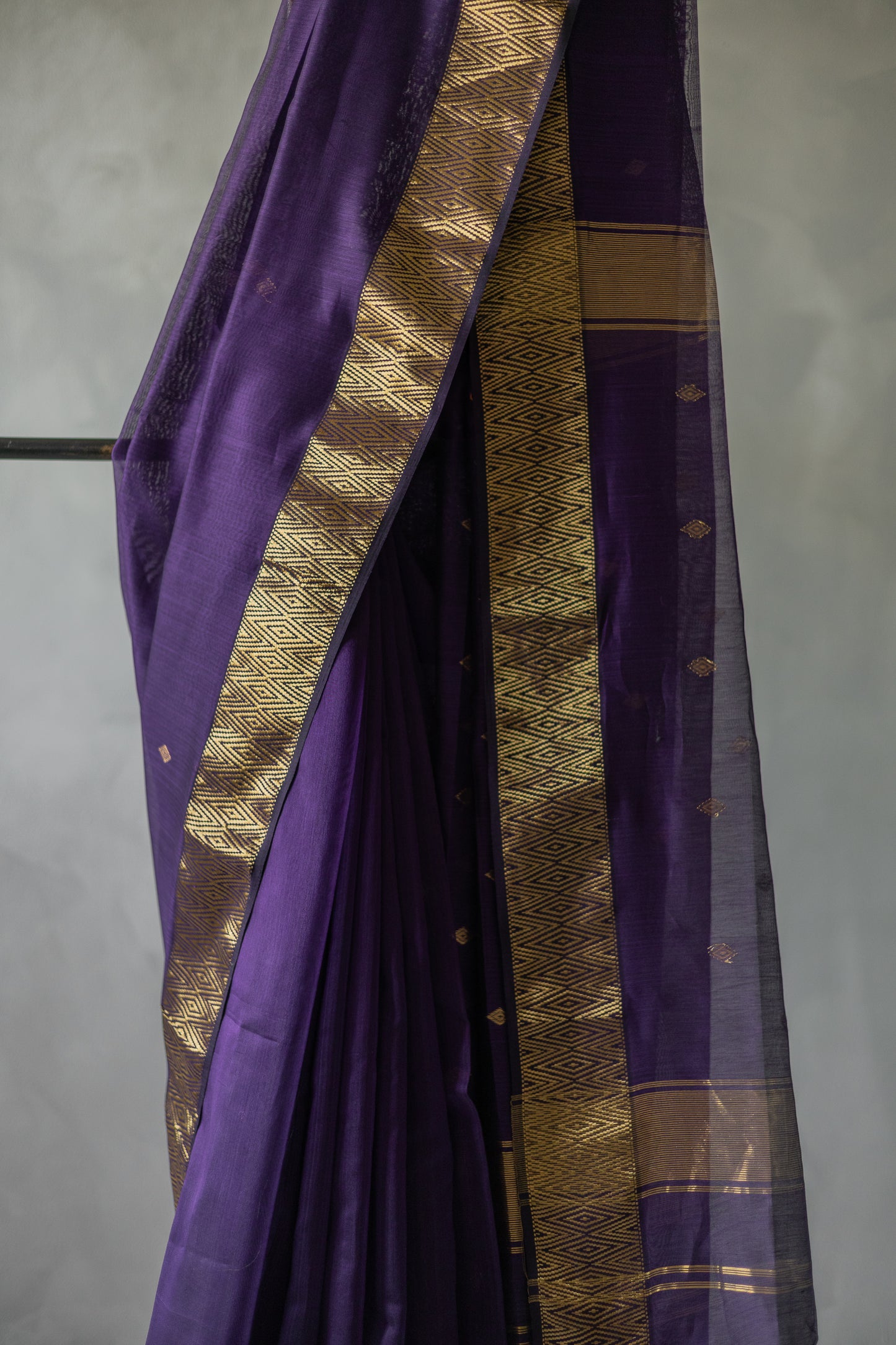 Purple Chanderi Silk with Diamond Woven Motif Saree