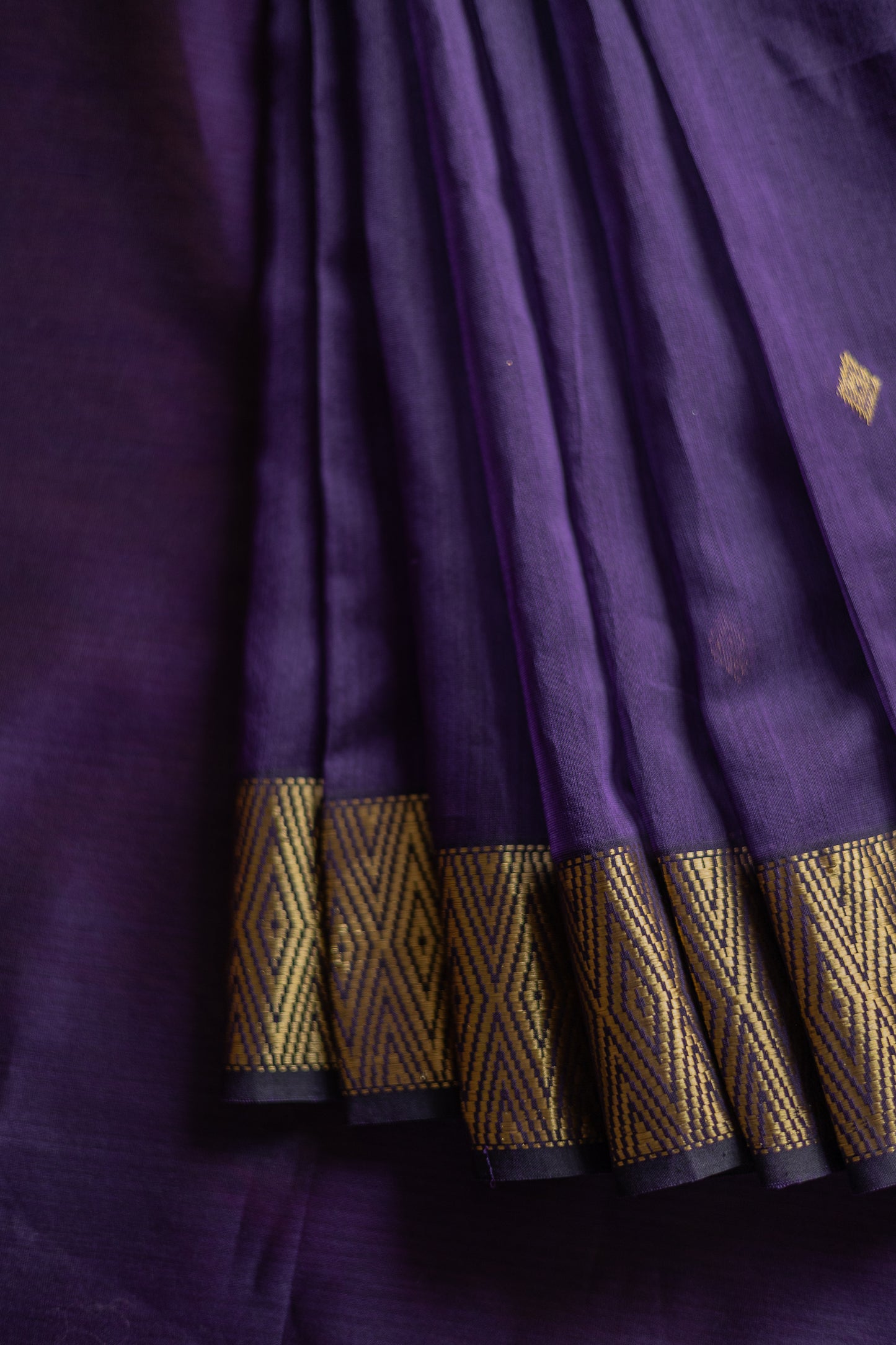 Purple Chanderi Silk with Diamond Woven Motif Saree