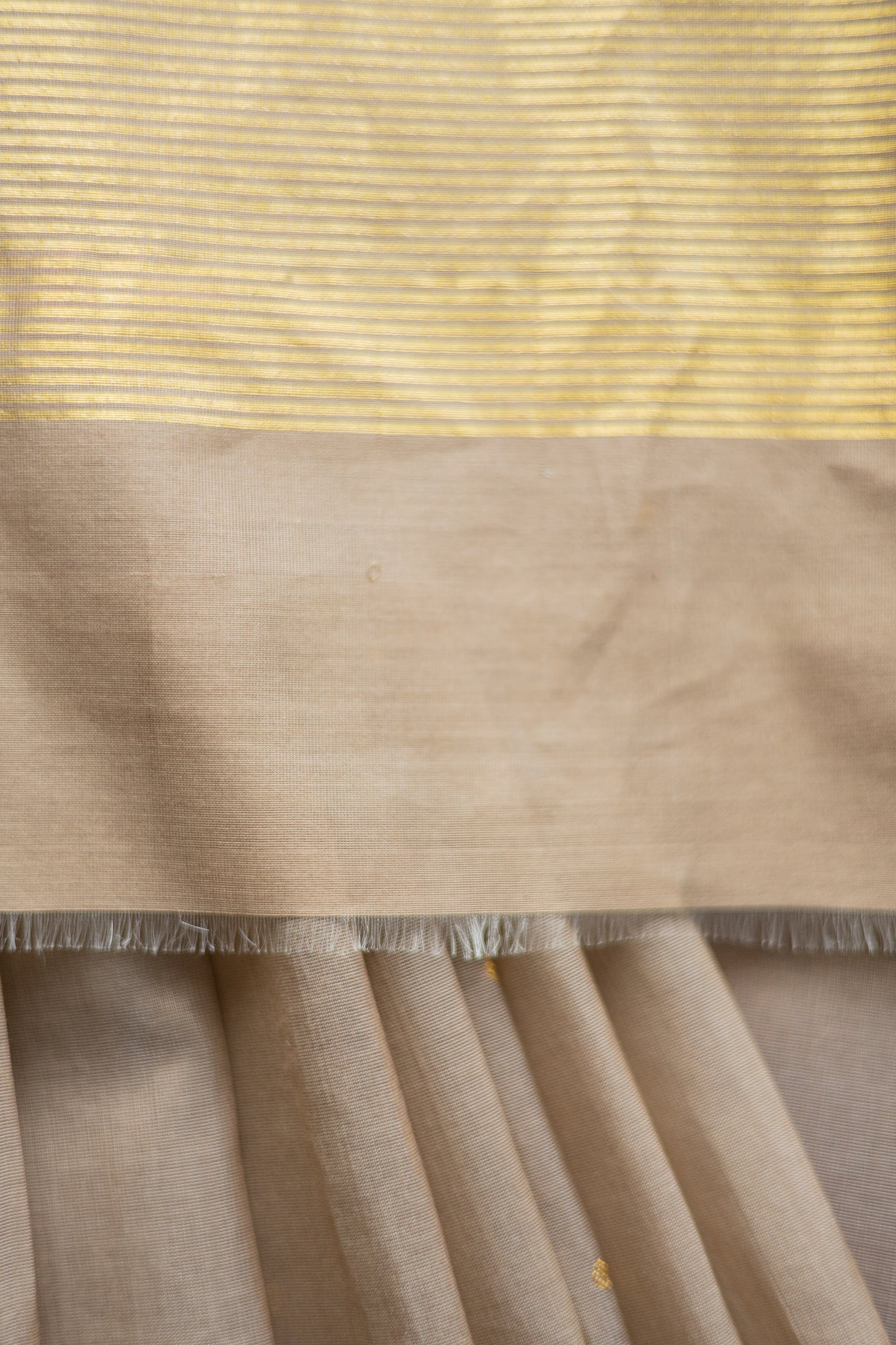 Brown Chanderi Silk with Small Gold Border and Motif Saree