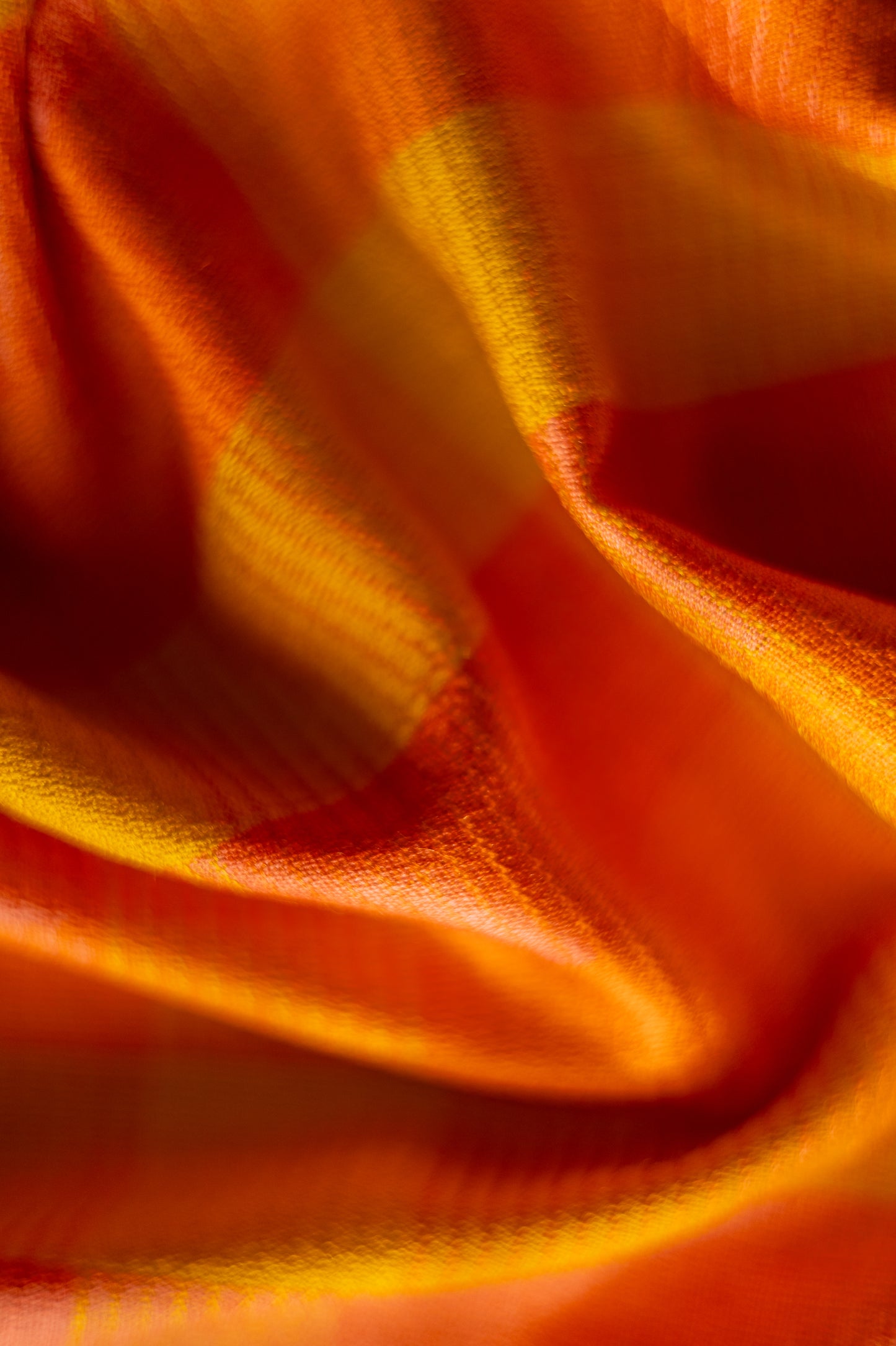 Mustard and Orange All Over Checks  Eri Silk with Gold Border Saree