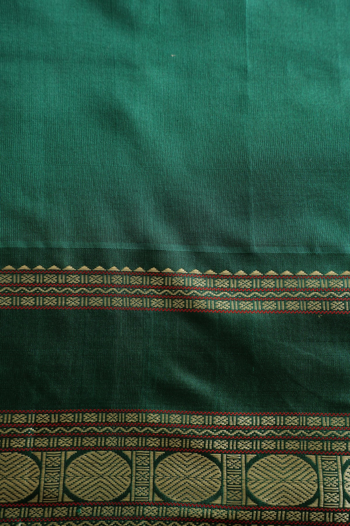 Grey Kanchi Cotton with Forest Green Silk Border Saree