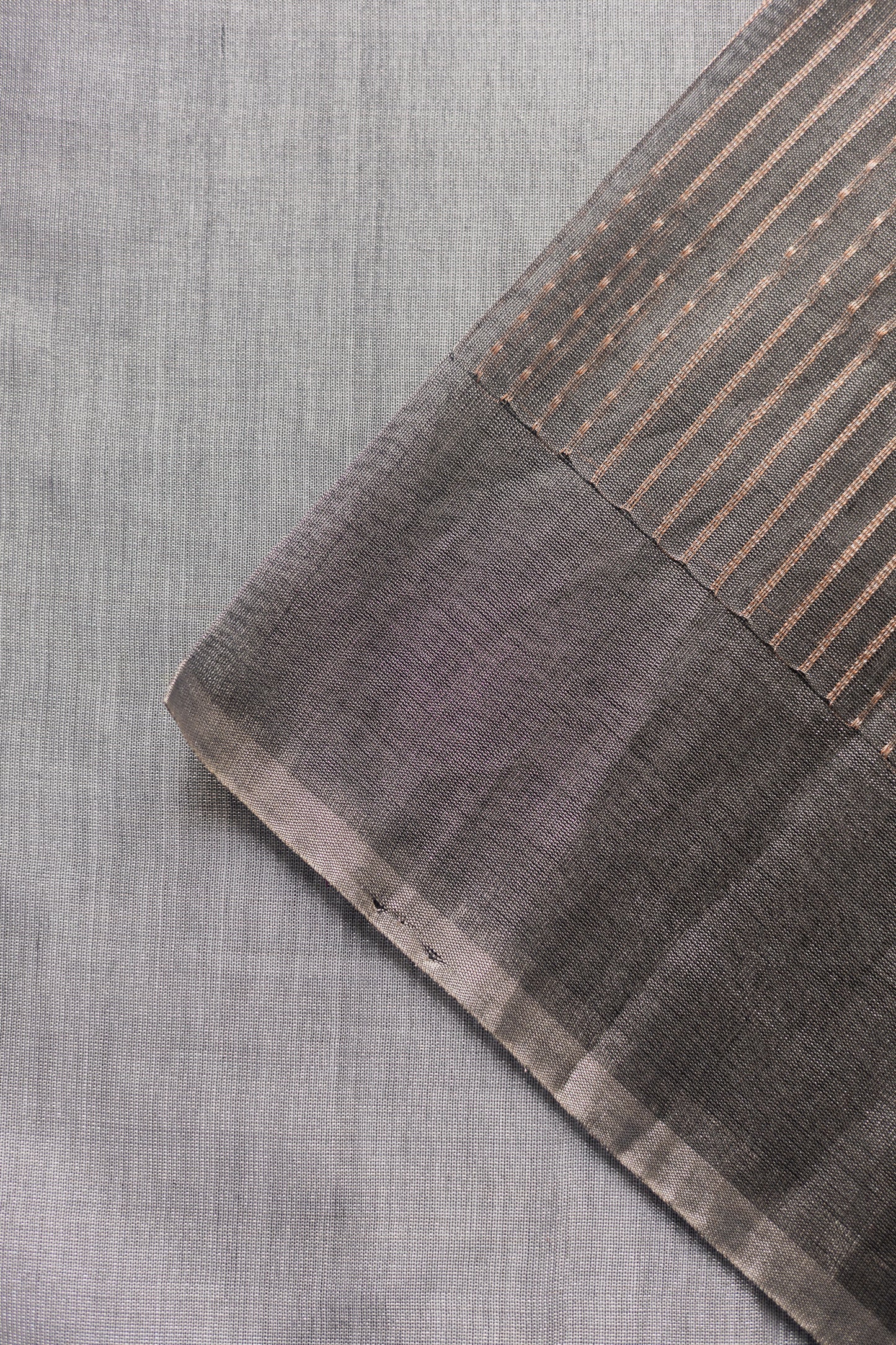 Grey All Over Khapa Dots and Lines Silk Cotton Saree