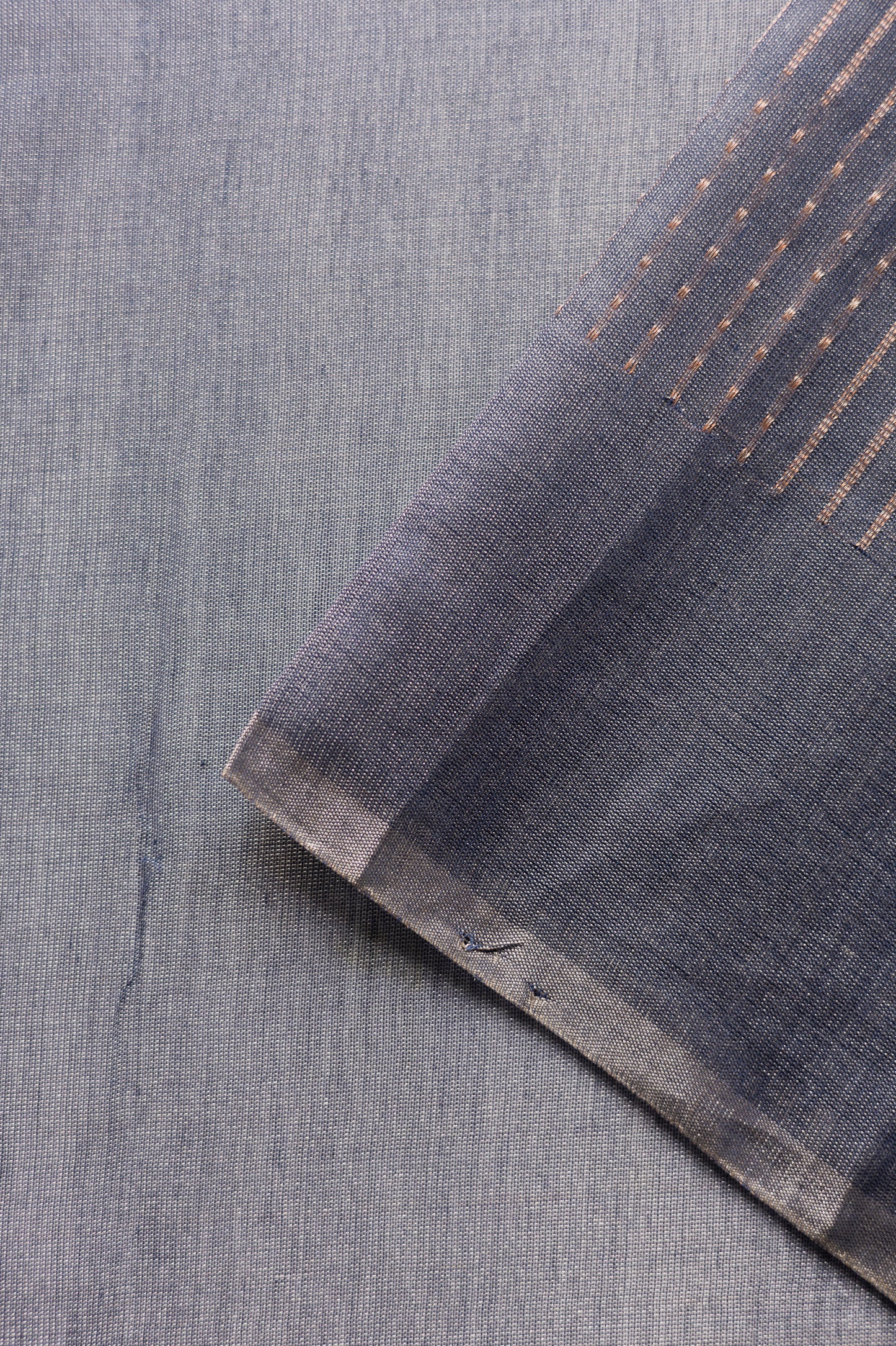 Blue All Over Khapa Dots and Lines Silk Cotton Saree