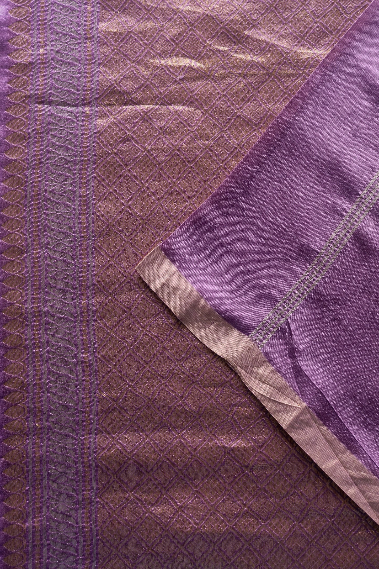 Purple Pure Chanderi Silk with Muted Olive Green Blouse Saree