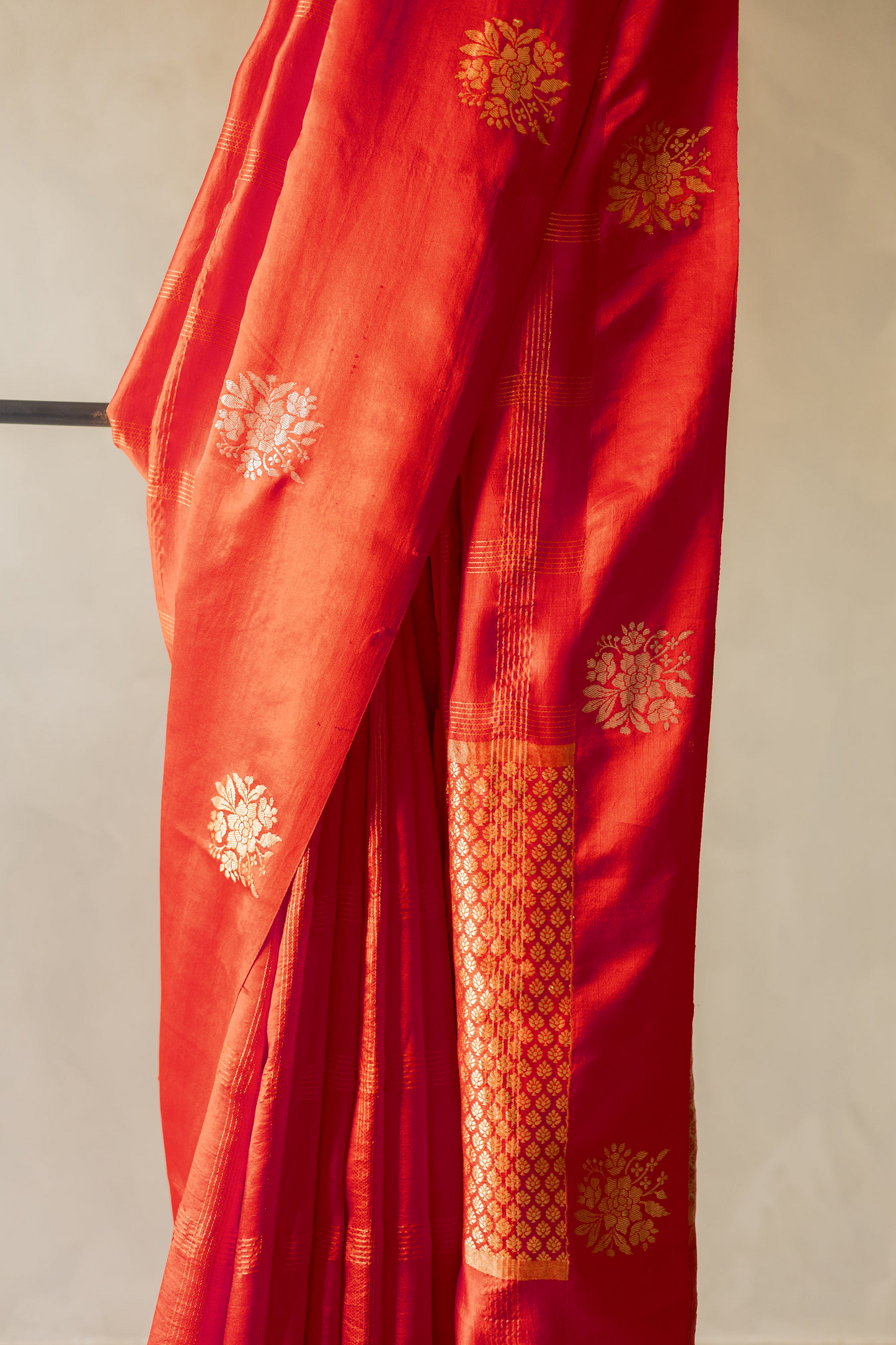 Bright Red Pure Banaras Silk Saree