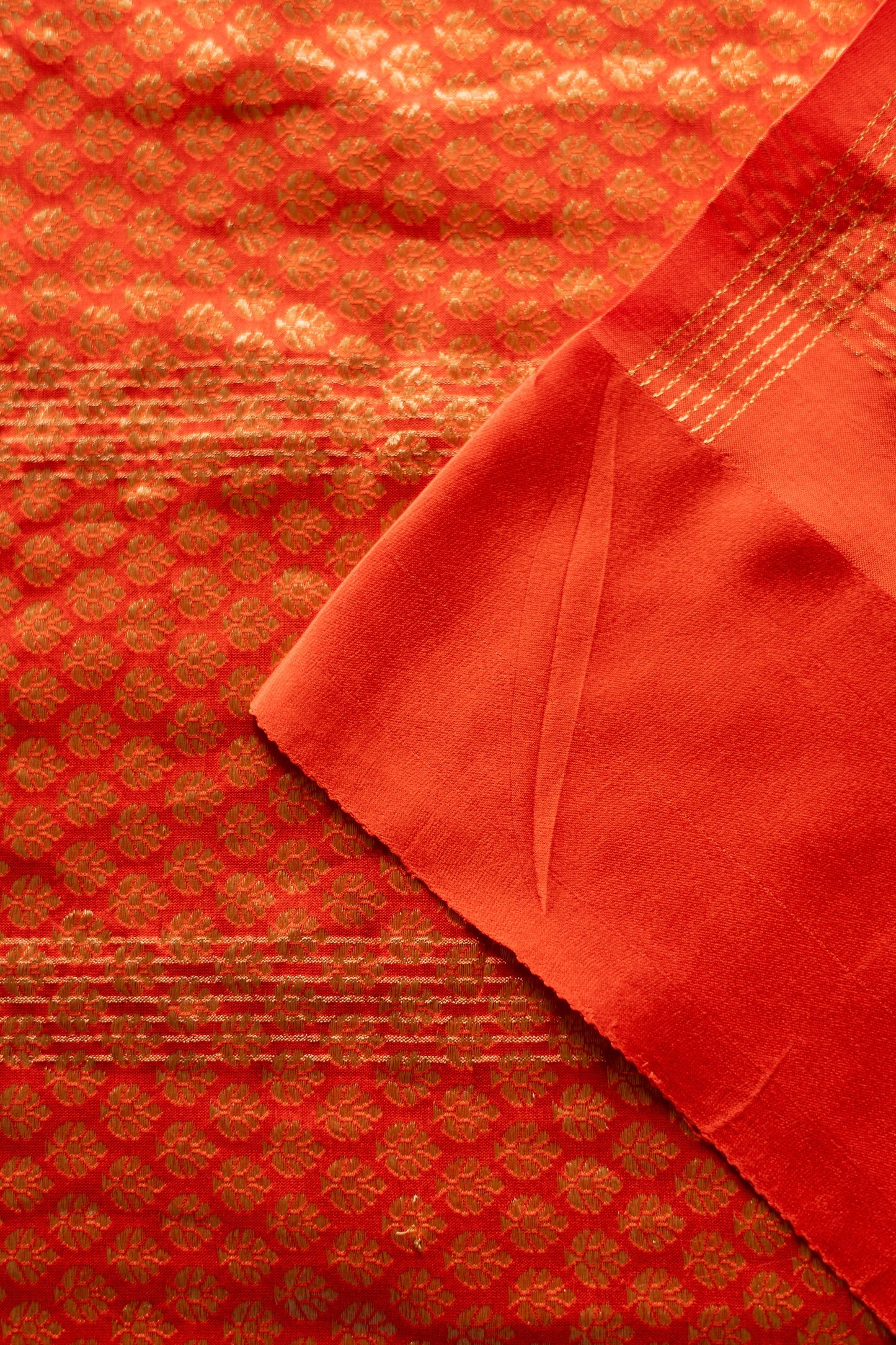 Bright Orange Pure Chanderi Silk Saree