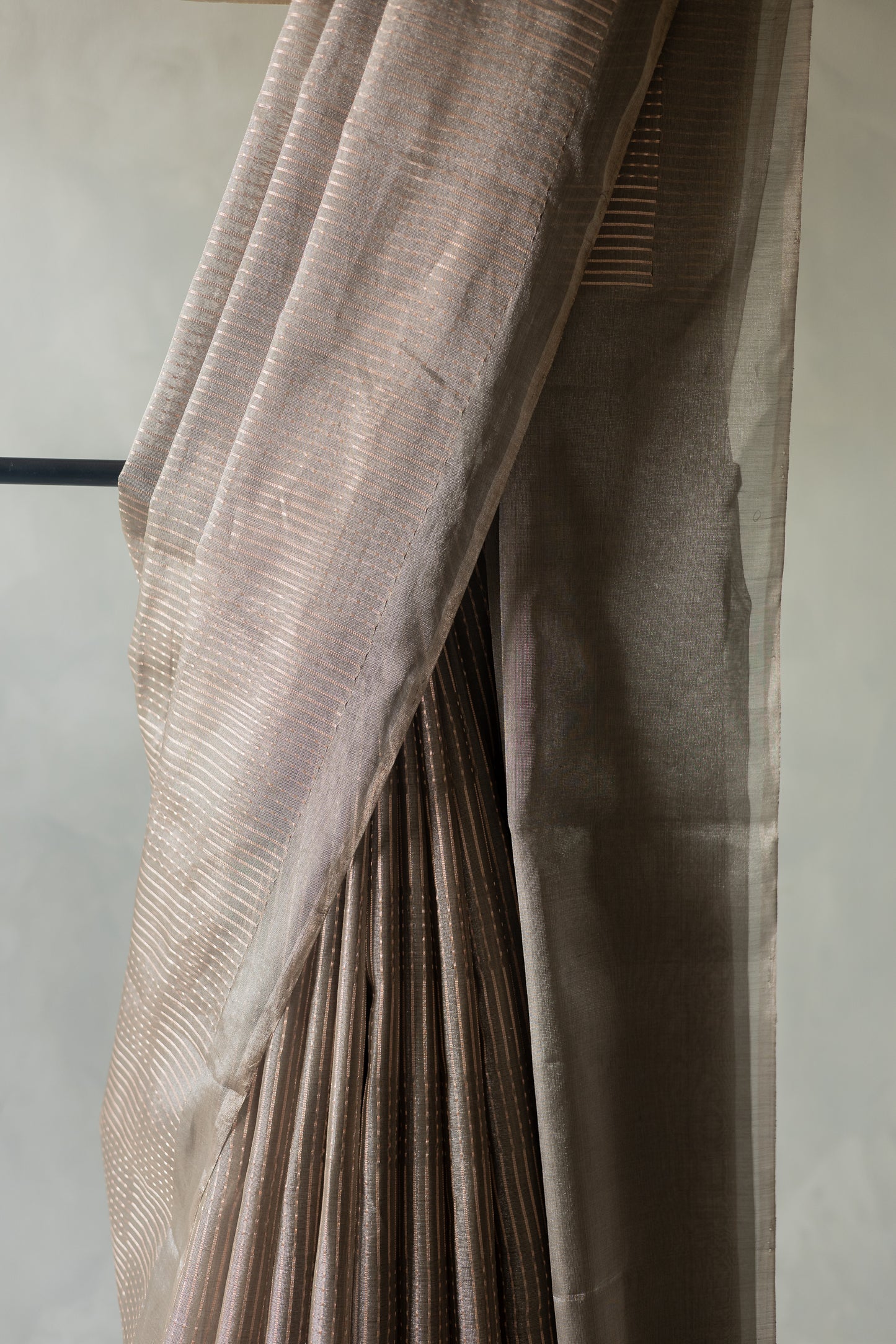 Brown All Over Khapa Dots and Lines Silk Cotton Saree