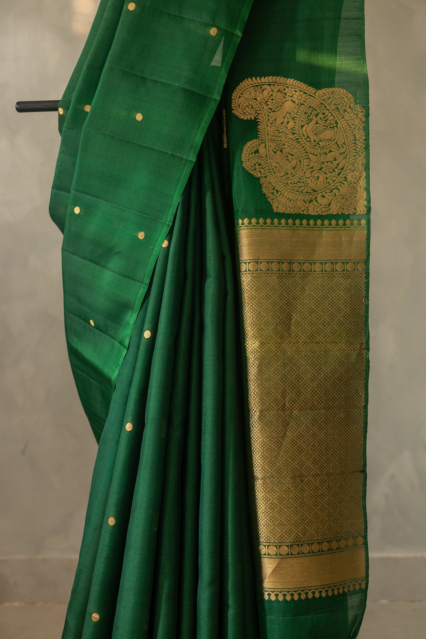 Green Komarapalayam Silk with Rudraksham Motif Saree
