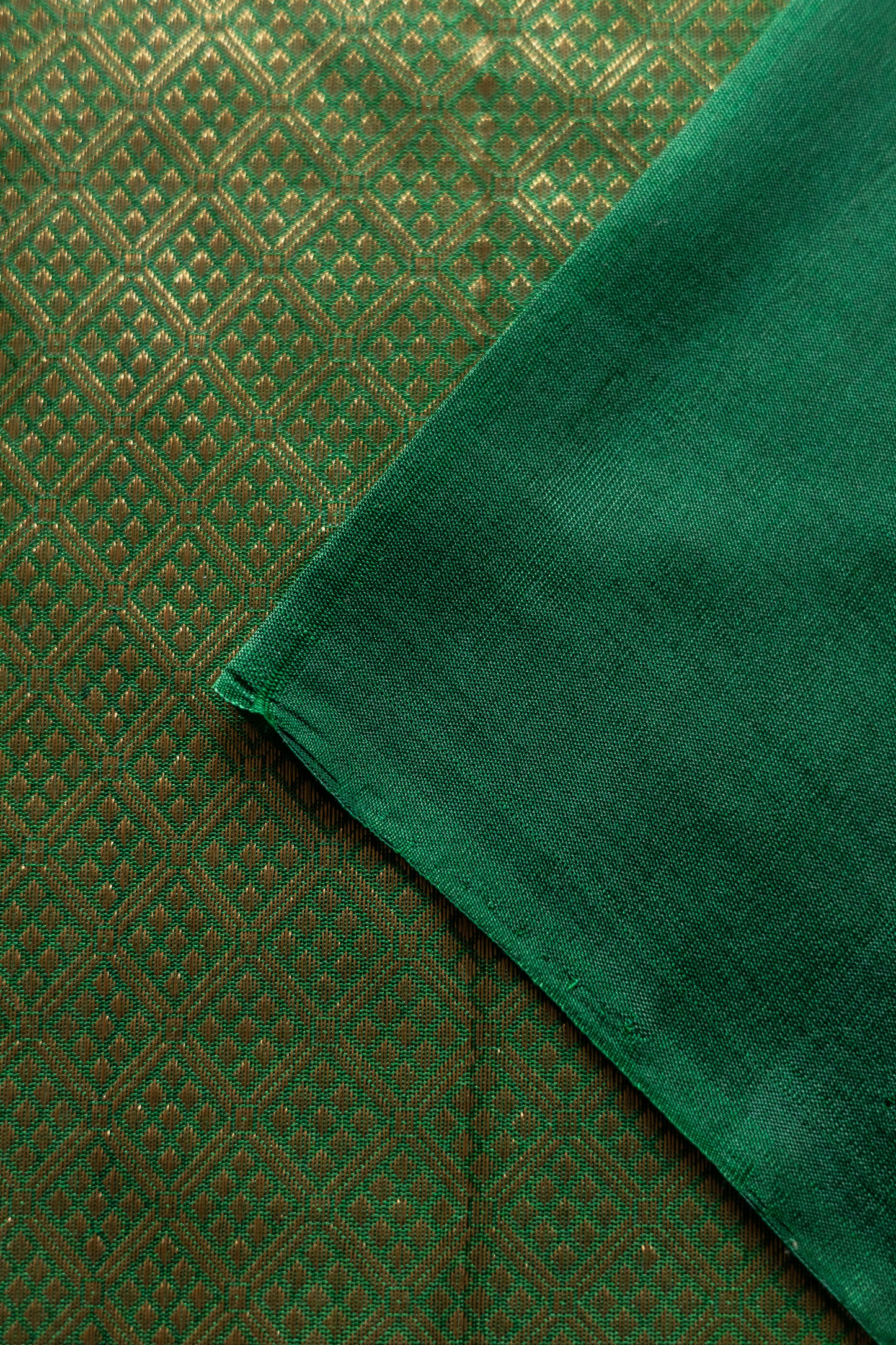 Green Komarapalayam Silk with Rudraksham Motif Saree