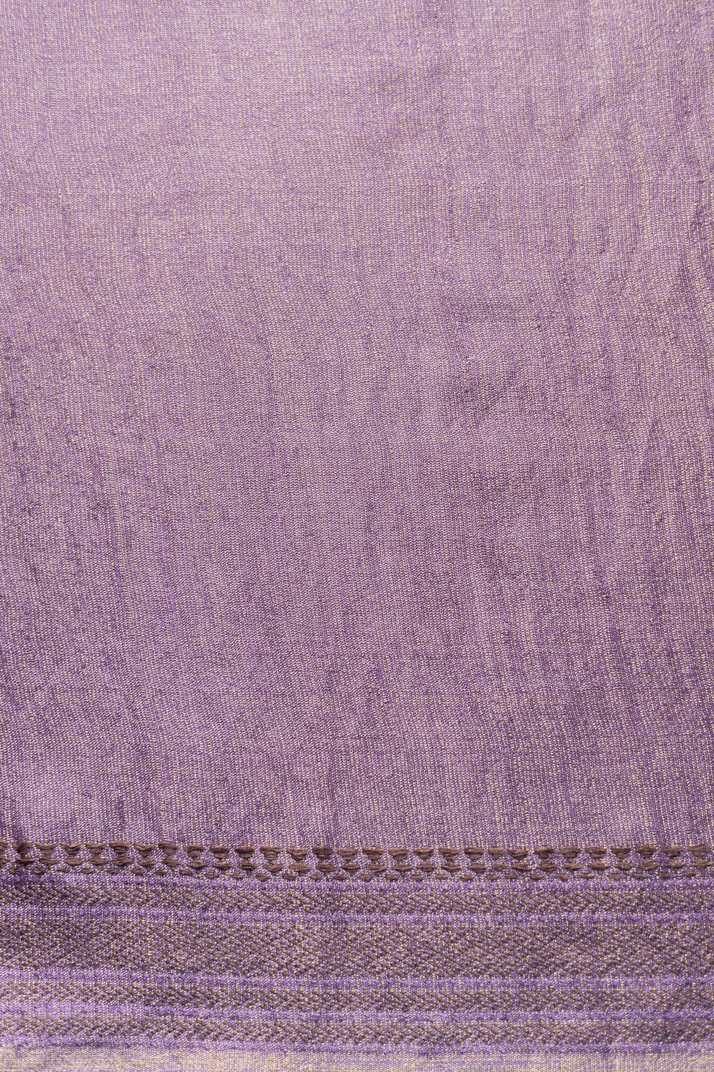 Lavender Tussar Muga Plain Body with Woven Border and Pallu Saree