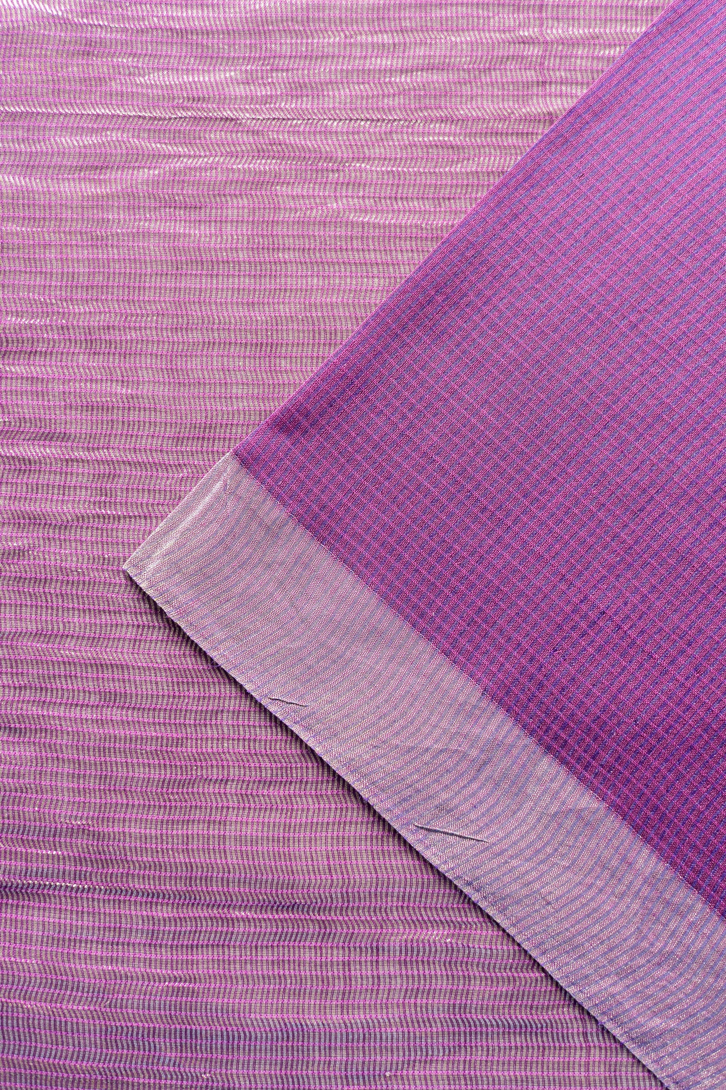 Purple Tissue Silk with All Over Stripes and Silver Pallu Saree