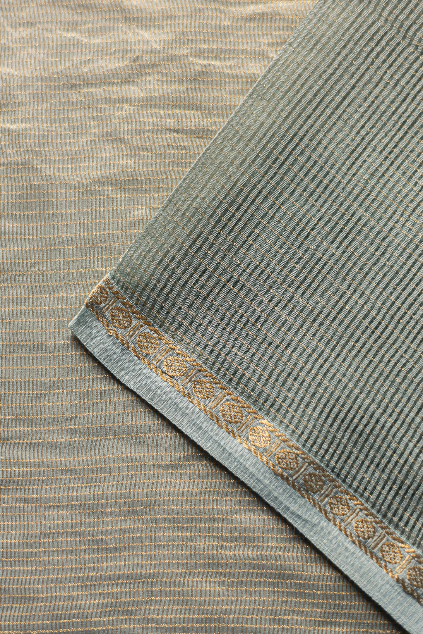 Powder Blue Tissue Silk All Over Stripes Saree