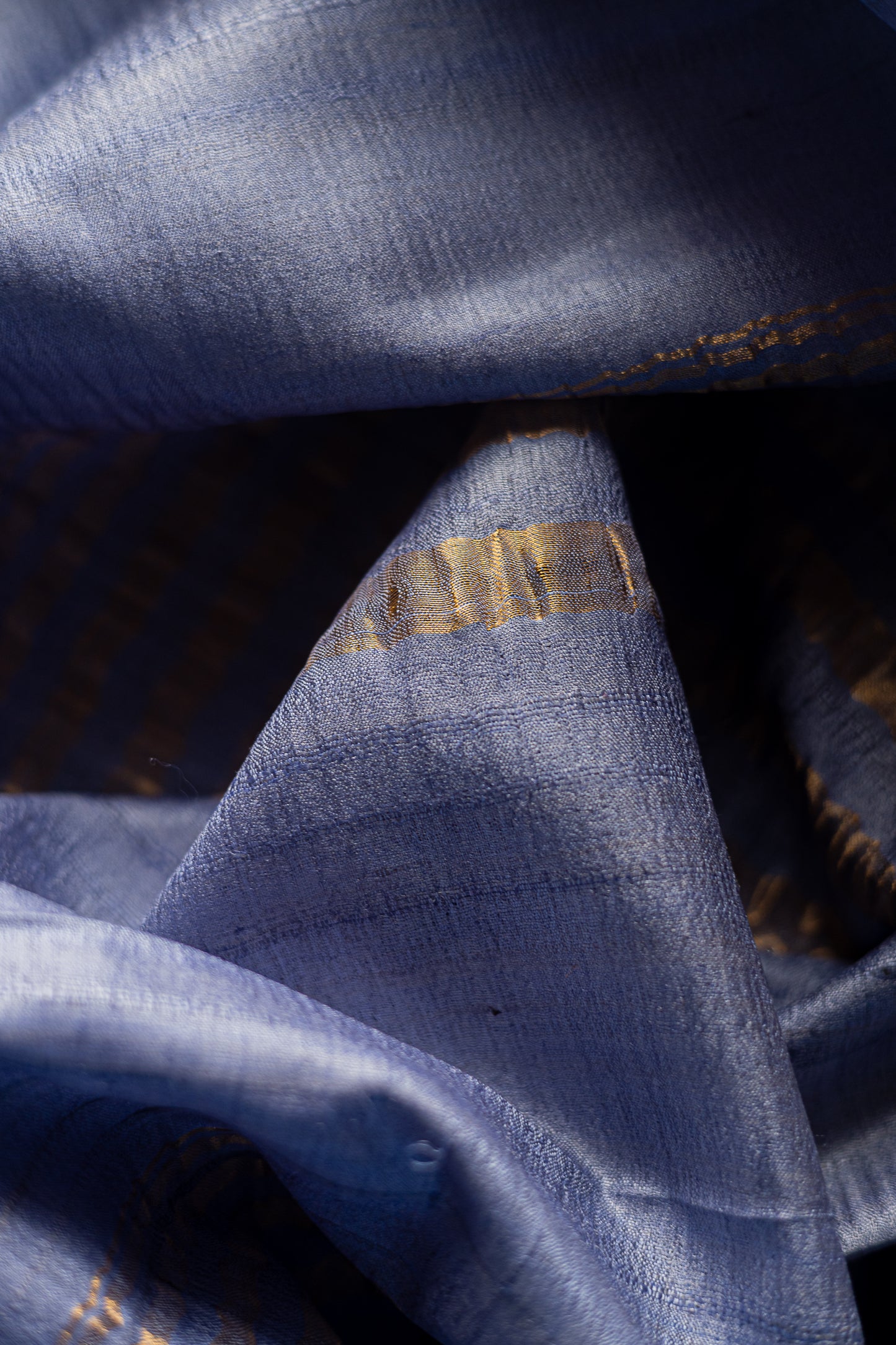 Lavender Tussar Silk with Striped and Plain Pallu Saree