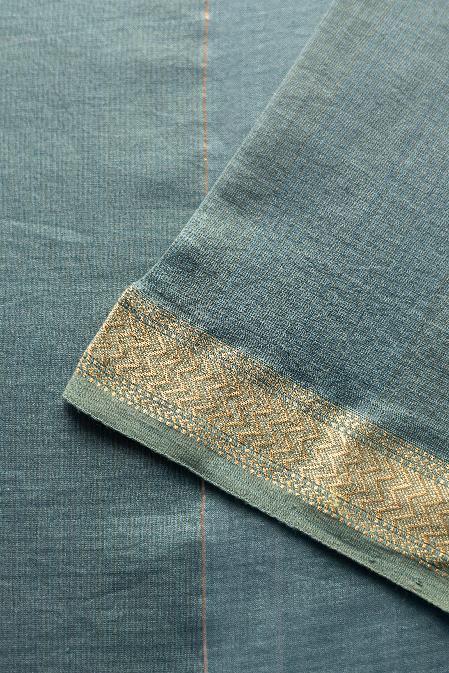 Light Blue Plain Silk Cotton Saree with Thin Traditional Border Saree