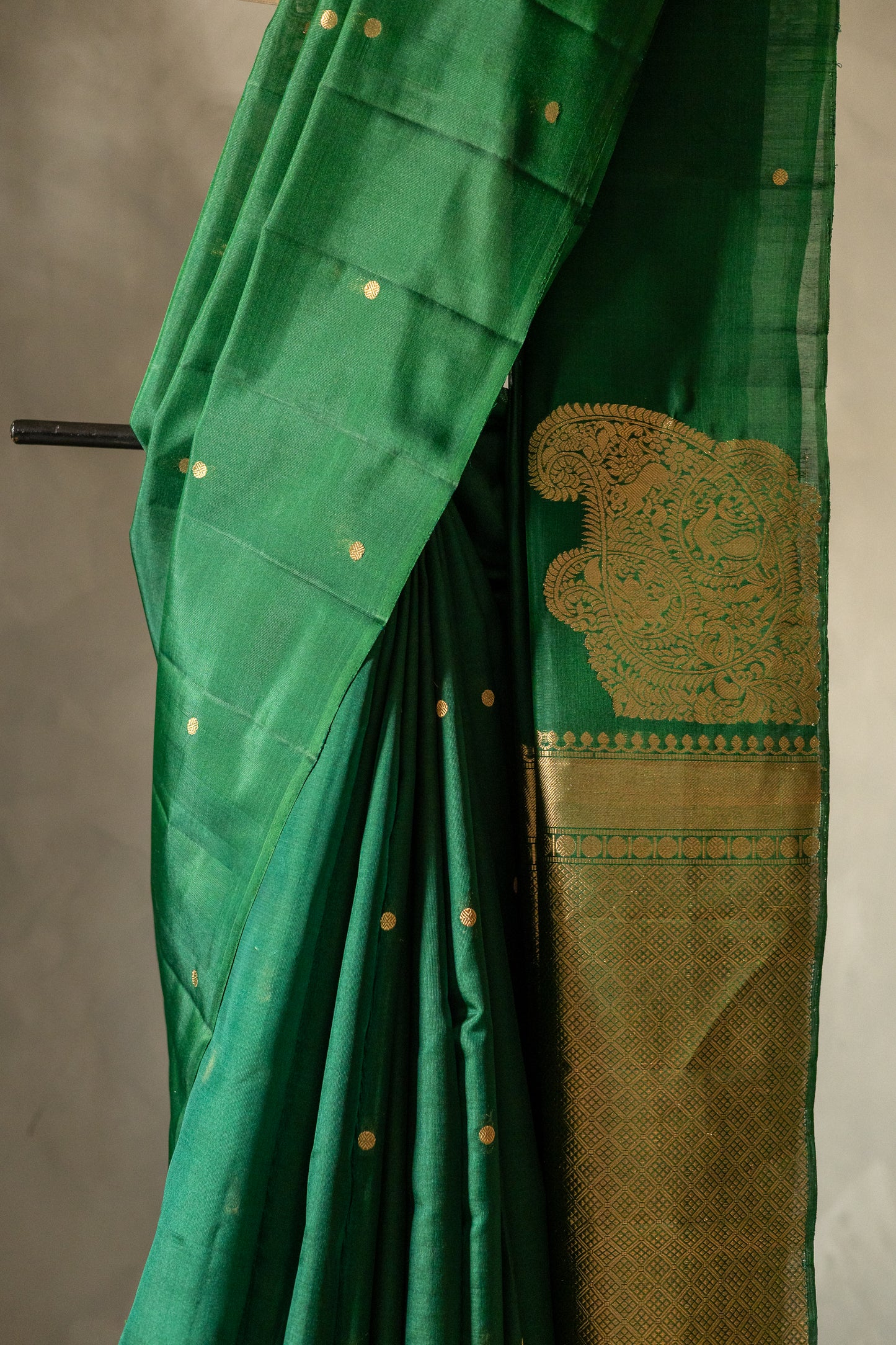 Green Komarapalayam Silk with Rudraksham Motif Saree