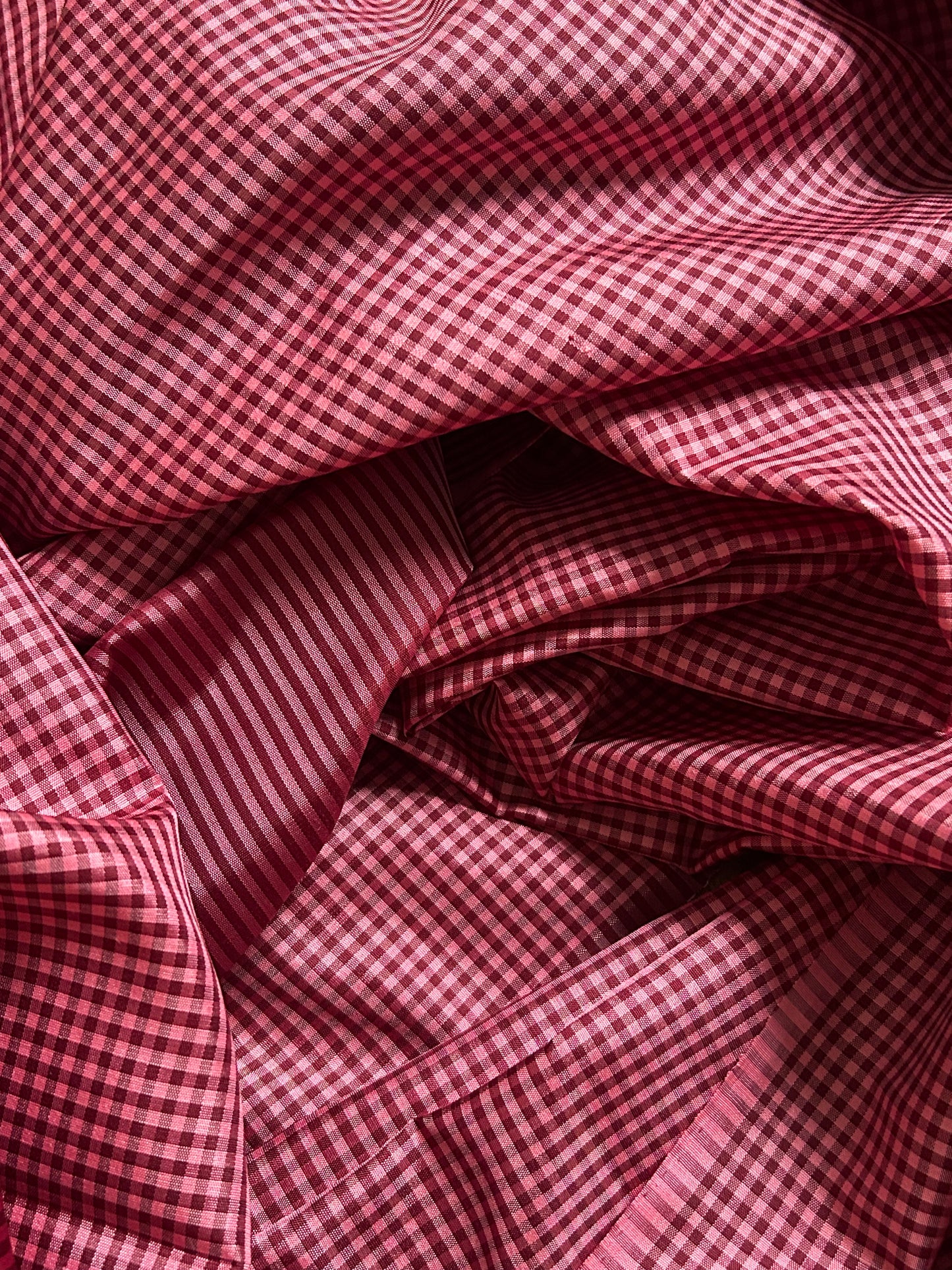 Pink and Red Micro Checks with Black and Gold Pallu