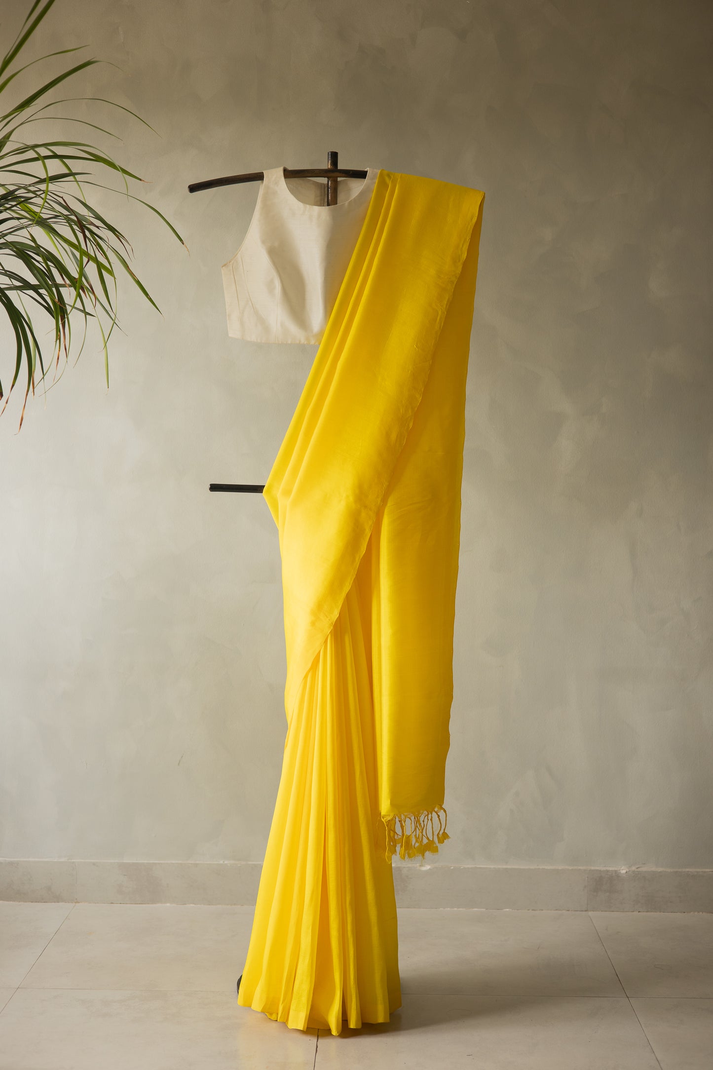 Yellow Plain Mangalagiri Silk Cotton Saree