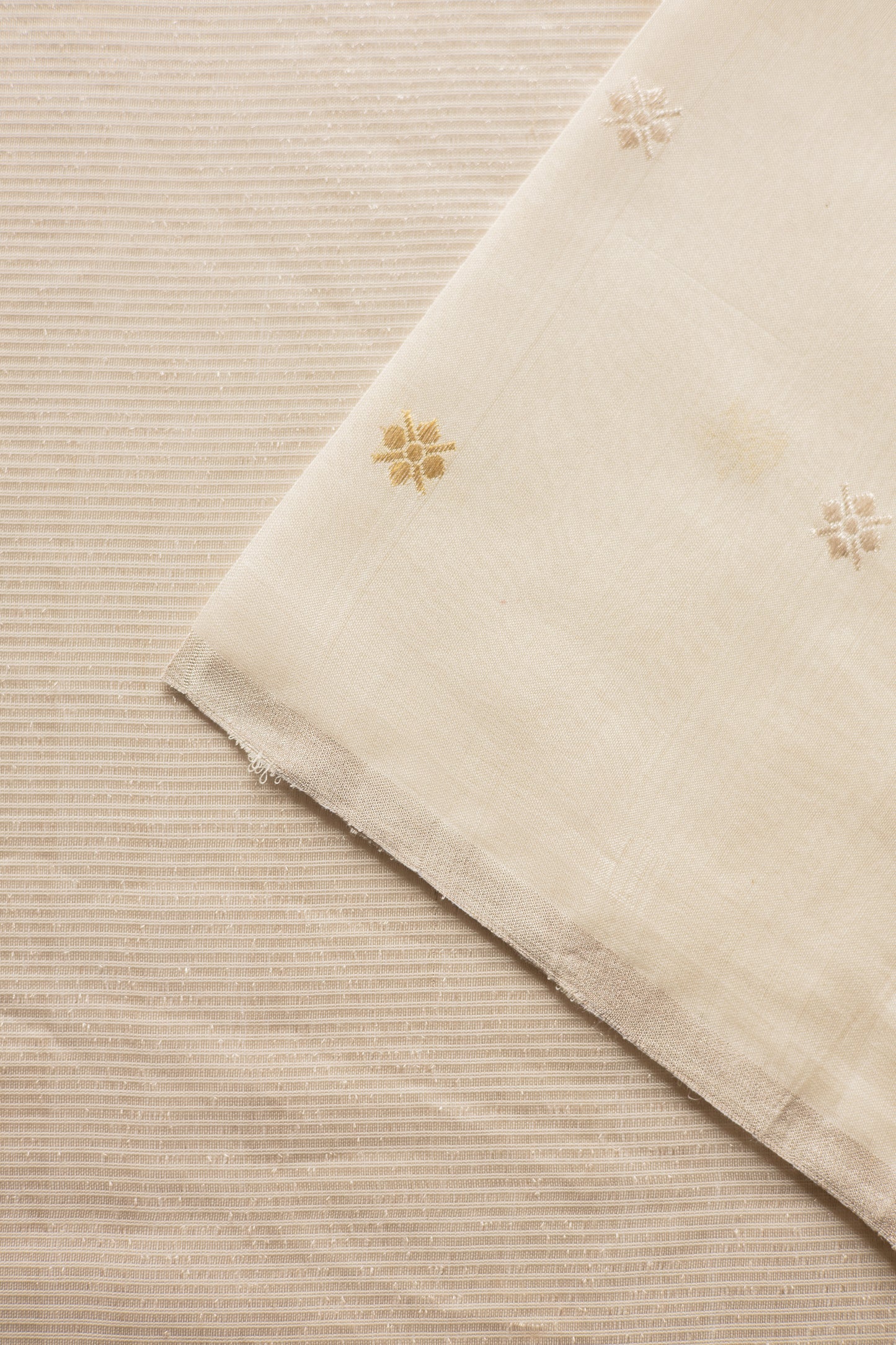 White Fine Chanderi Silk with Gold and Silver Zari Buttis Saree
