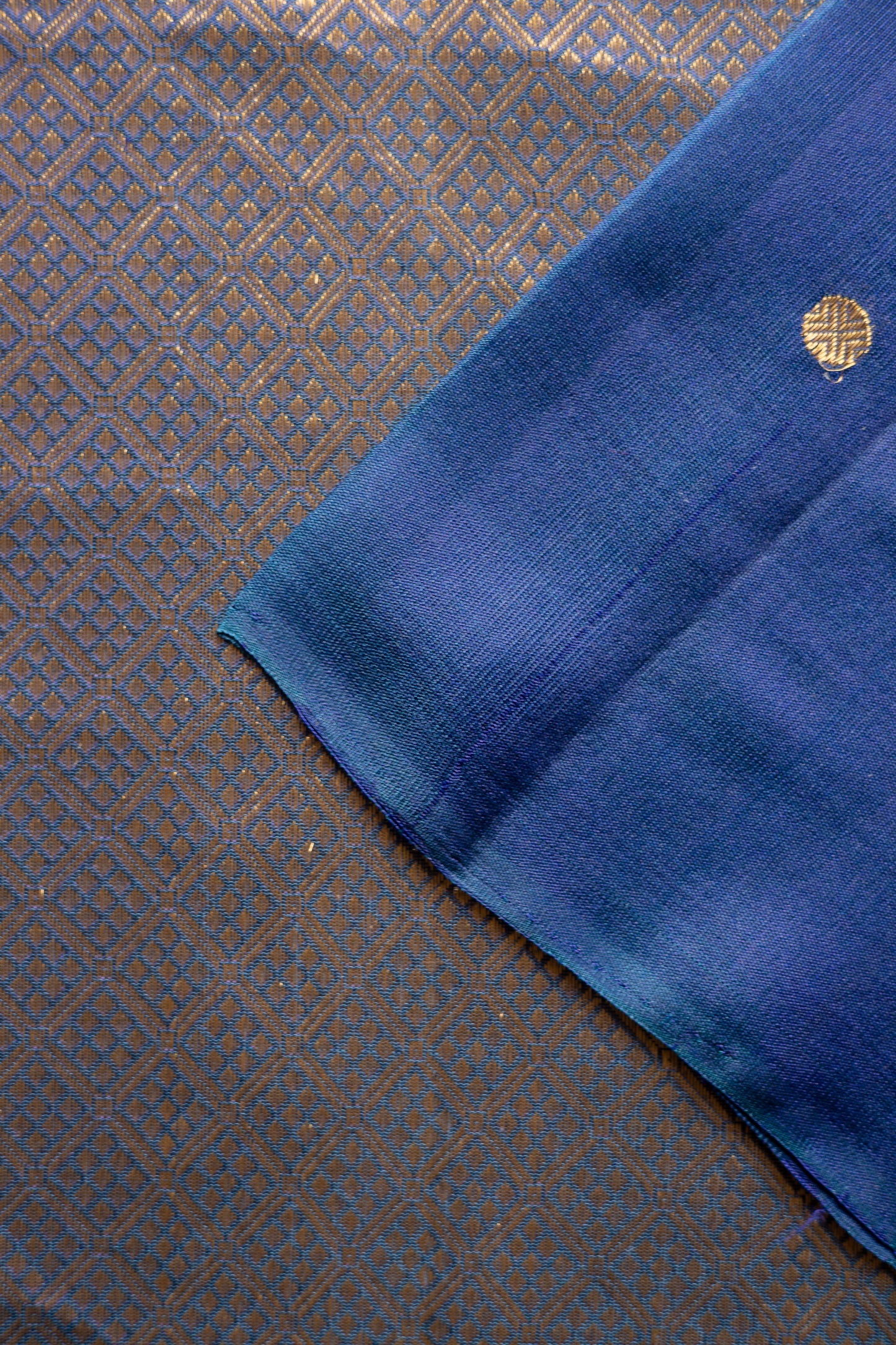 Peacock Blue Komarapalayam Silk with Rudraksham Motif Saree
