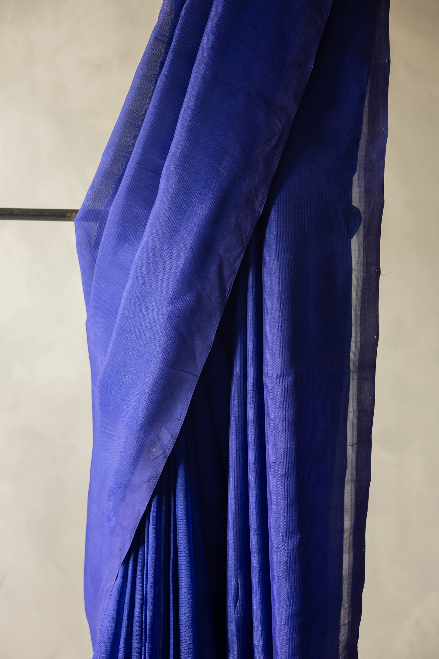 Indigo Blue Plain Mangalagiri Silk Cotton Saree