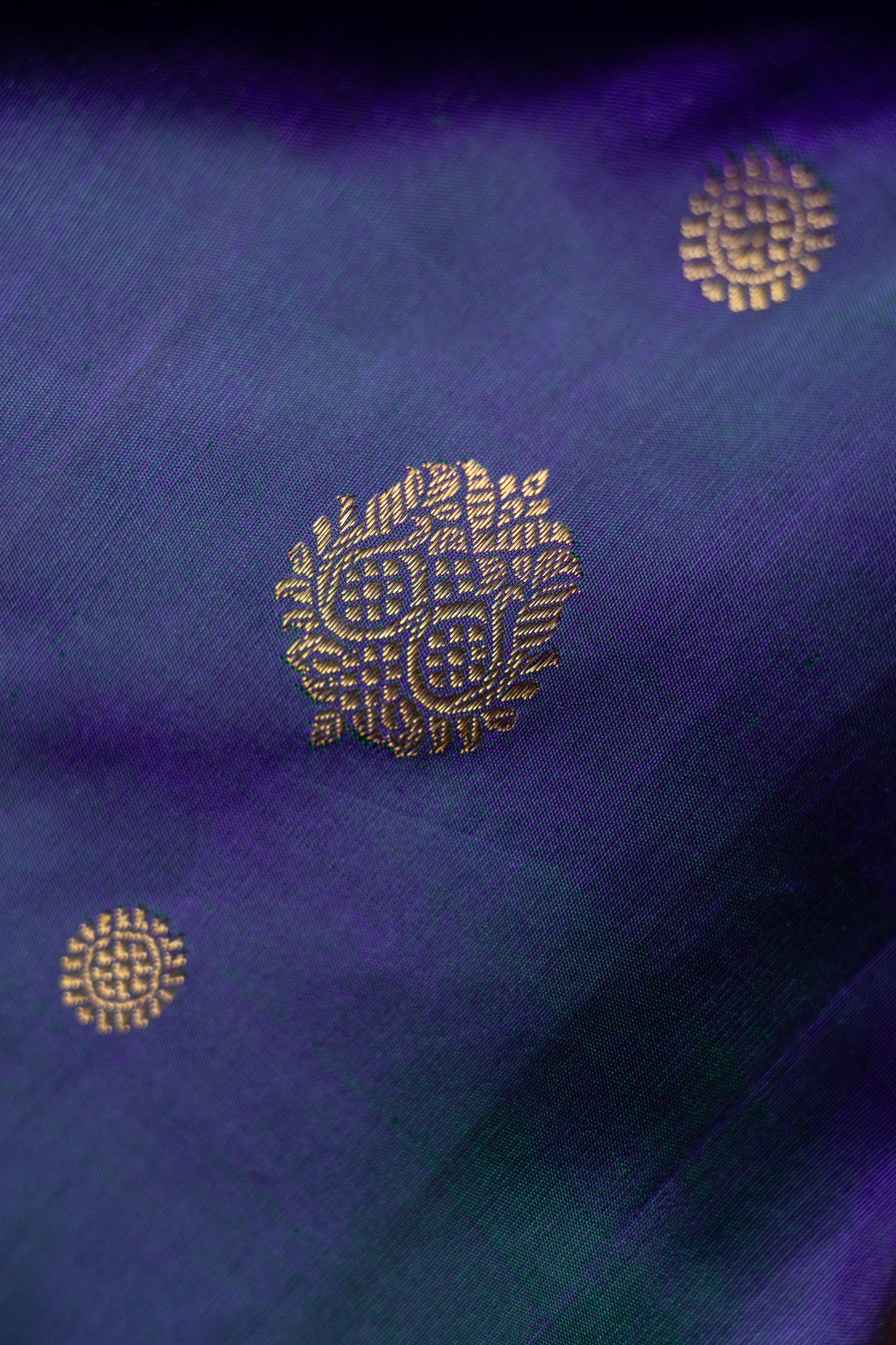 Navy Blue Kanjivaram Silk with Mustard Yellow Border and Pallu Saree