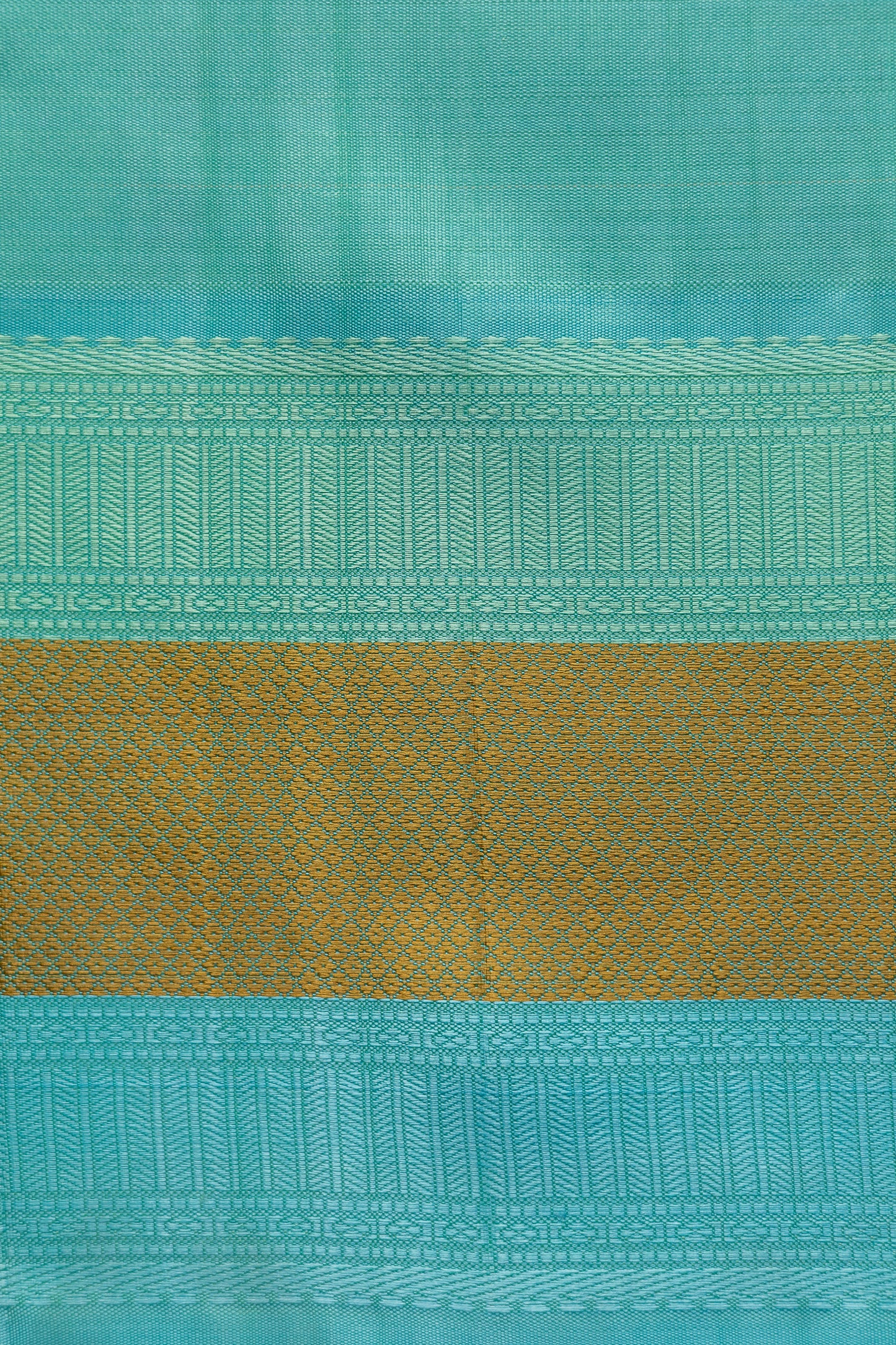 Peach Kanjivaram Silk with Turqoise Border and Pallu Saree