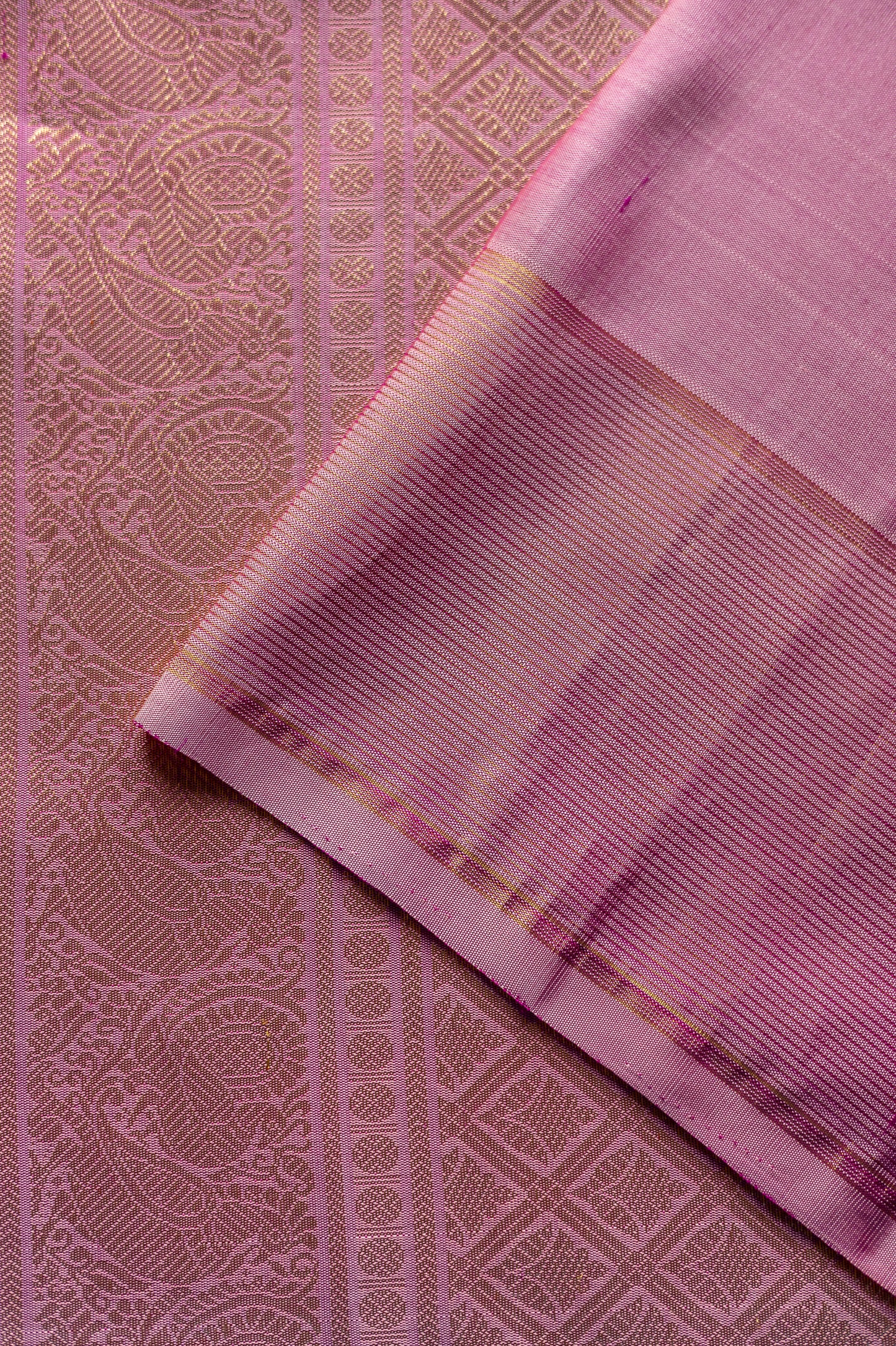 Pink Kanjivaram Silk with Intricately Woven Peacock Motif with Vairaoosi Border Saree