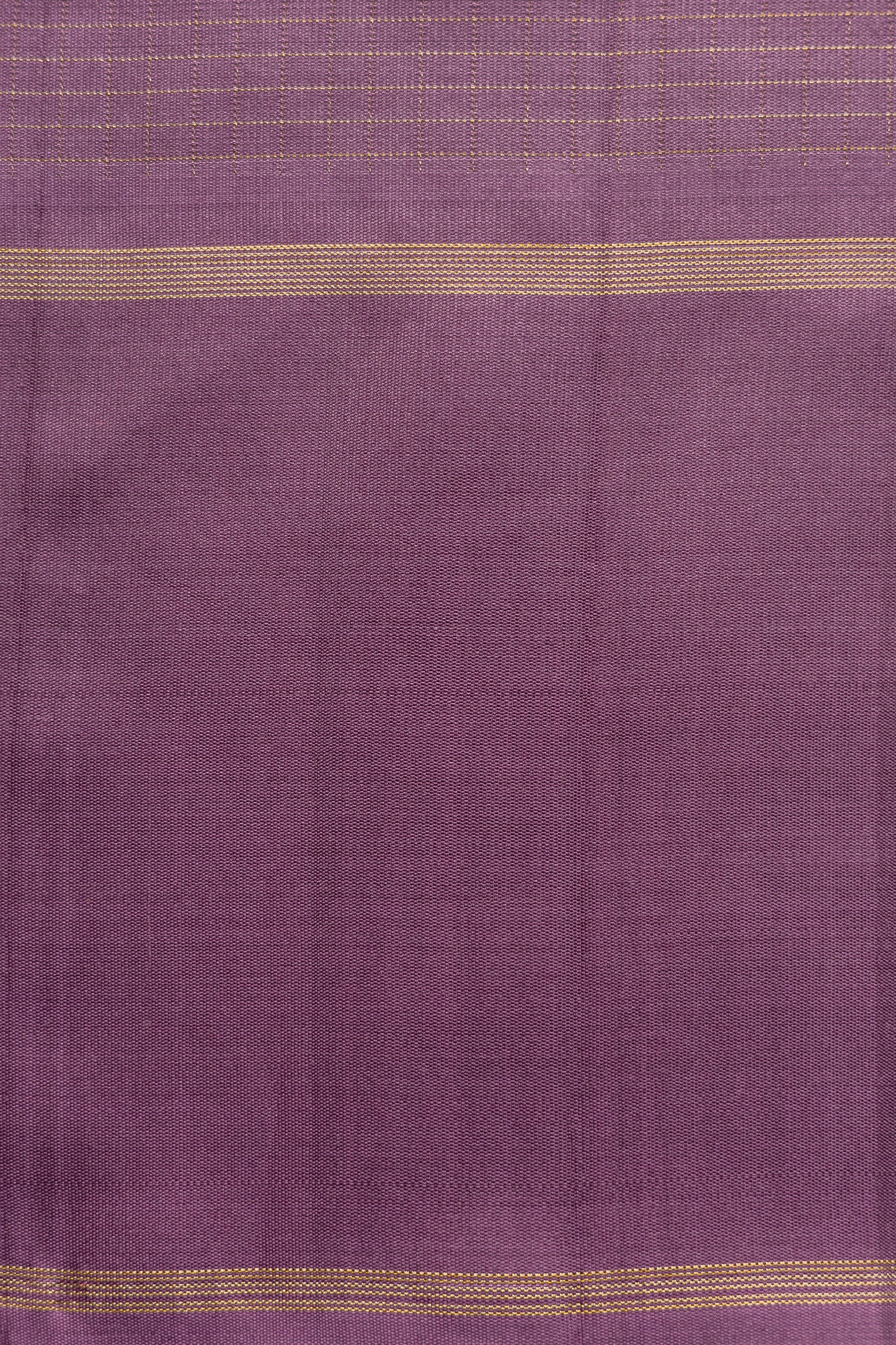 Light Brown Kanjivaram Silk All Over Checks and Motifs with Big Purple Border Saree