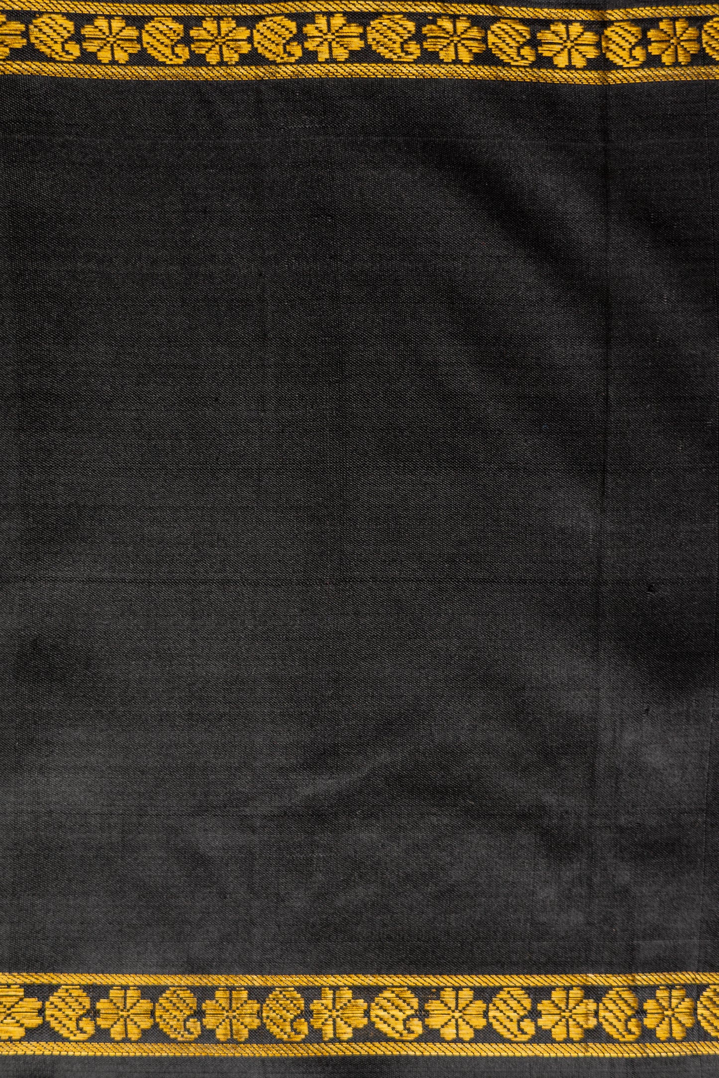 Red with Orange Big Checks Kanjivaram Silk with Black Border Saree