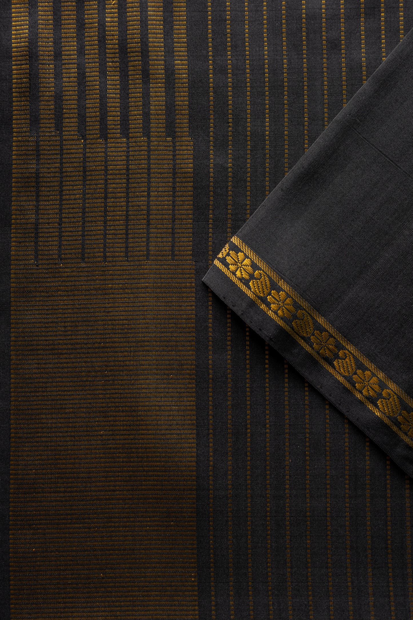 Red with Orange Big Checks Kanjivaram Silk with Black Border Saree