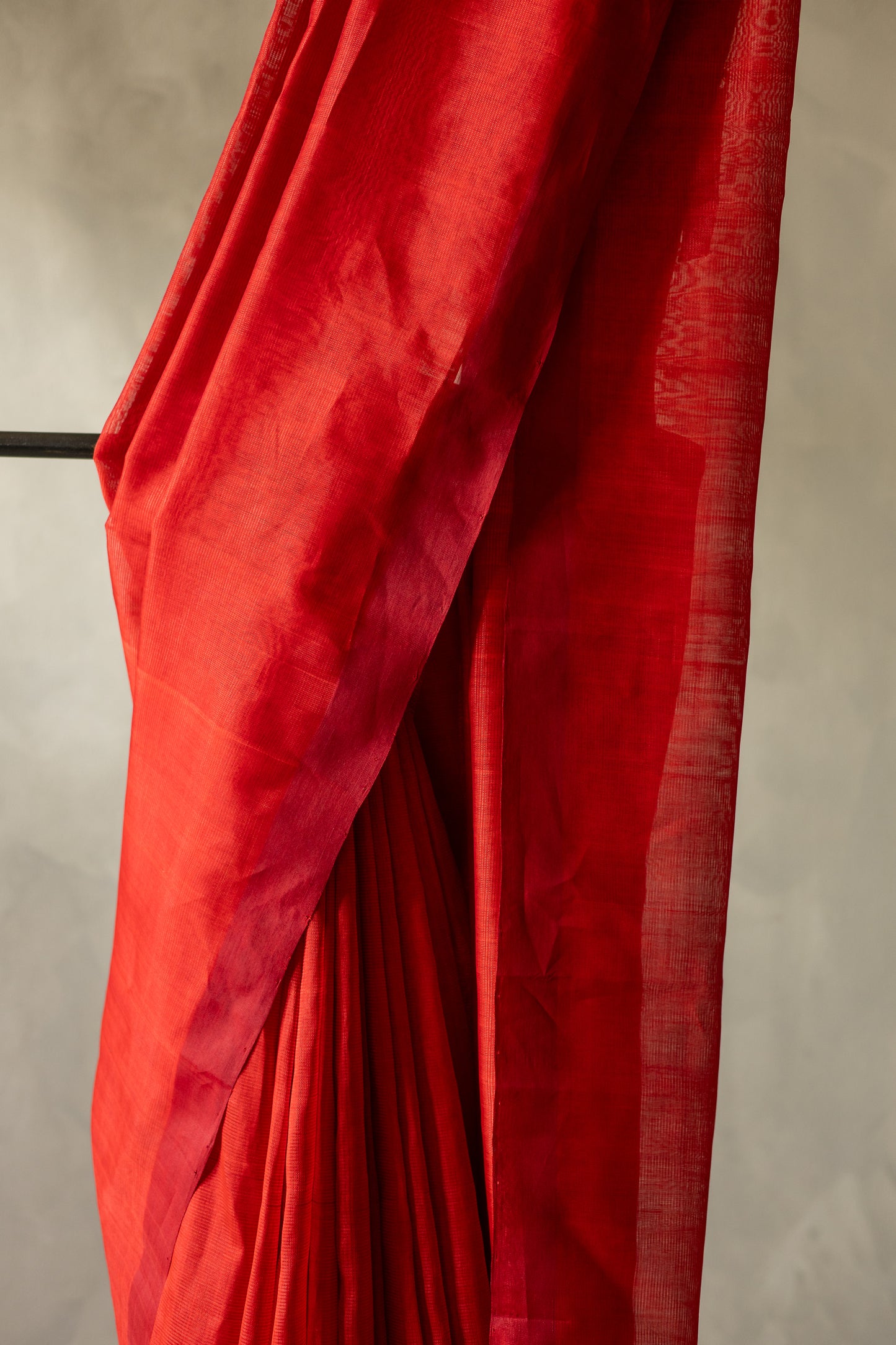 Scarlet Red Plain Mangalagiri Silk Cotton Saree