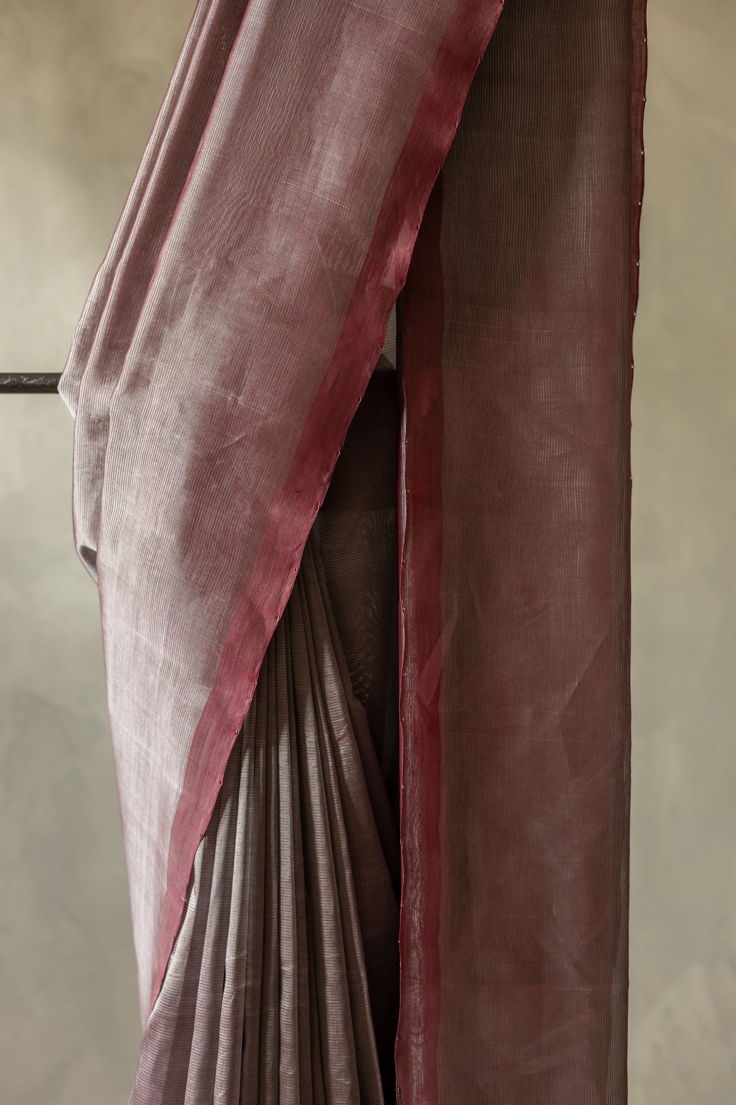 Light Burgundy Plain Mangalagiri Silk Cotton Saree