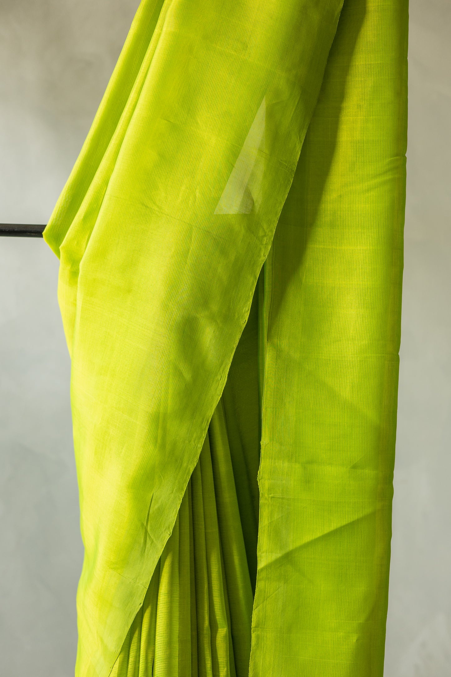 Parrot Green Plain Mangalagiri Silk Cotton Saree