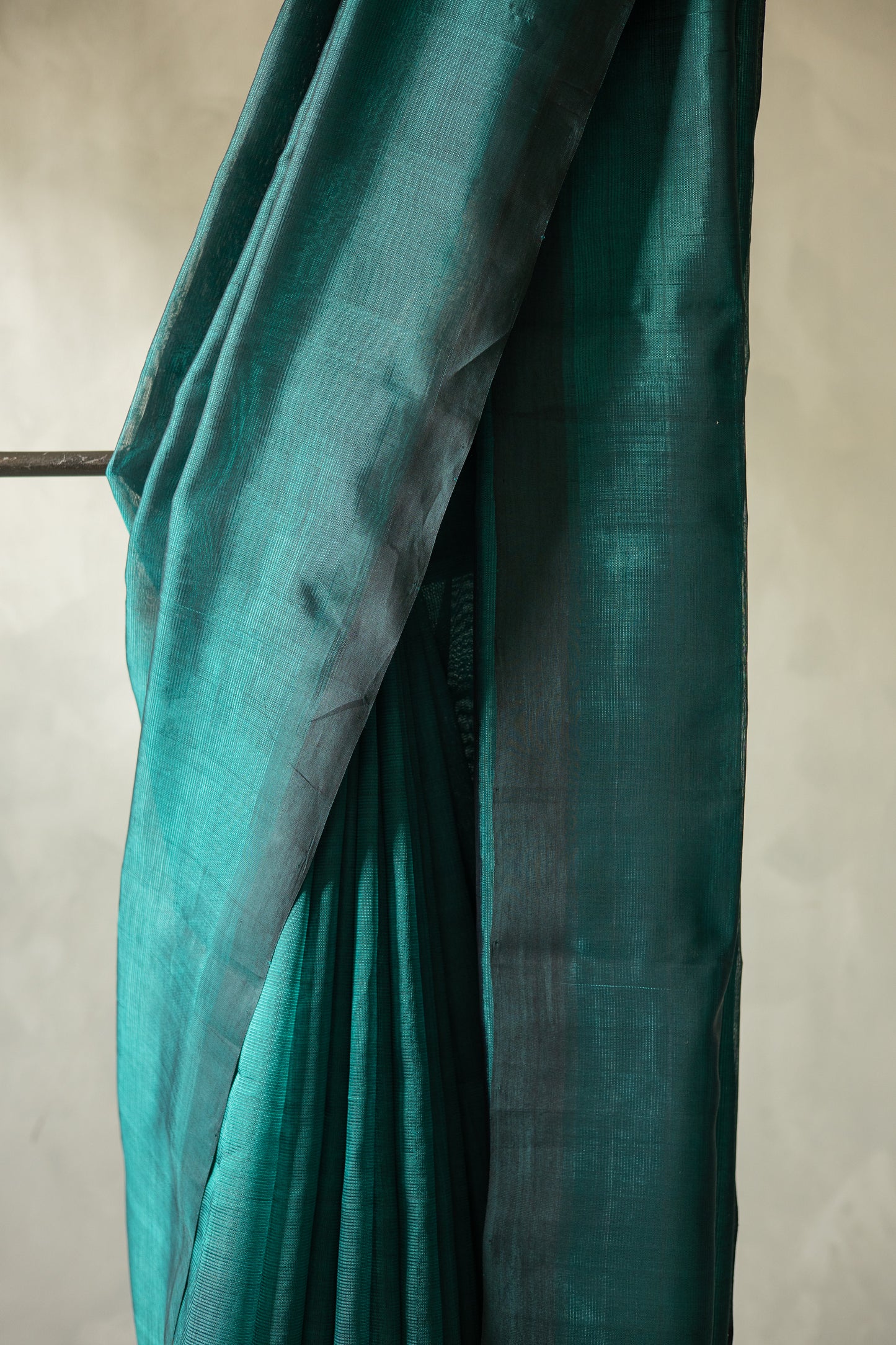Teal Green Plain Mangalagiri Silk Cotton Saree