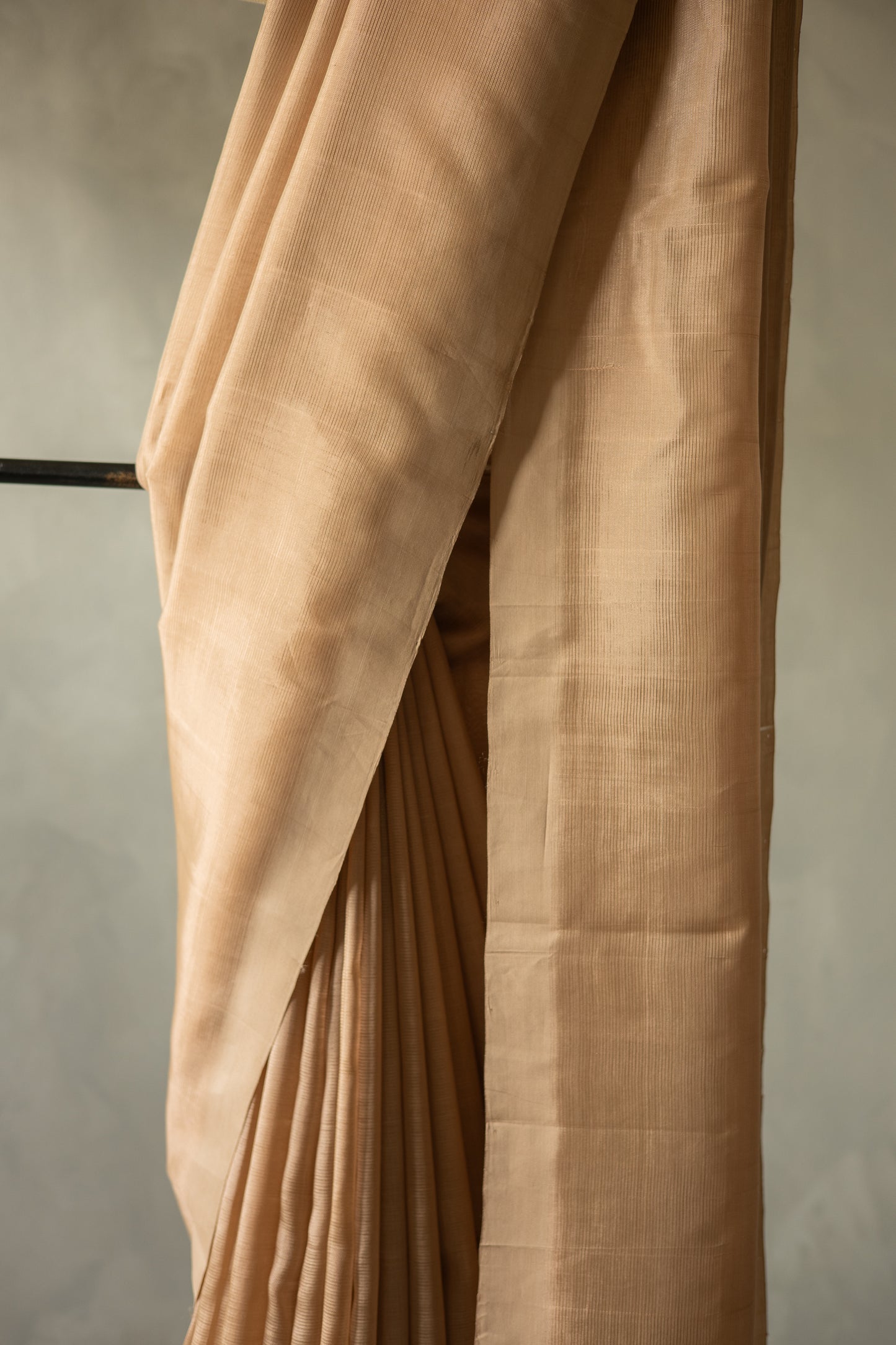 Beige Plain Mangalagiri Silk Cotton Saree