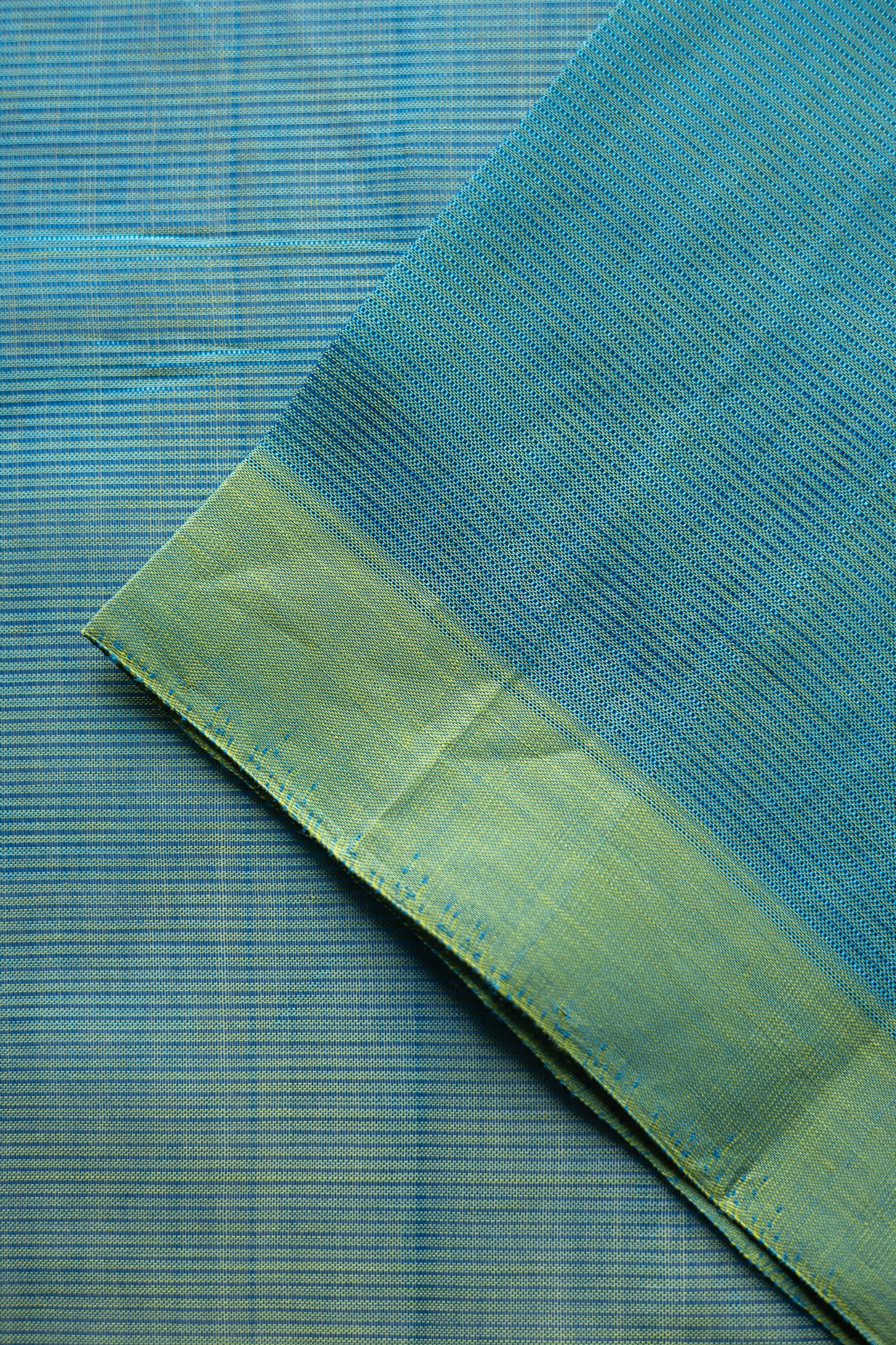 Teal Blue with Green Border Mangalagiri Silk Cotton Saree