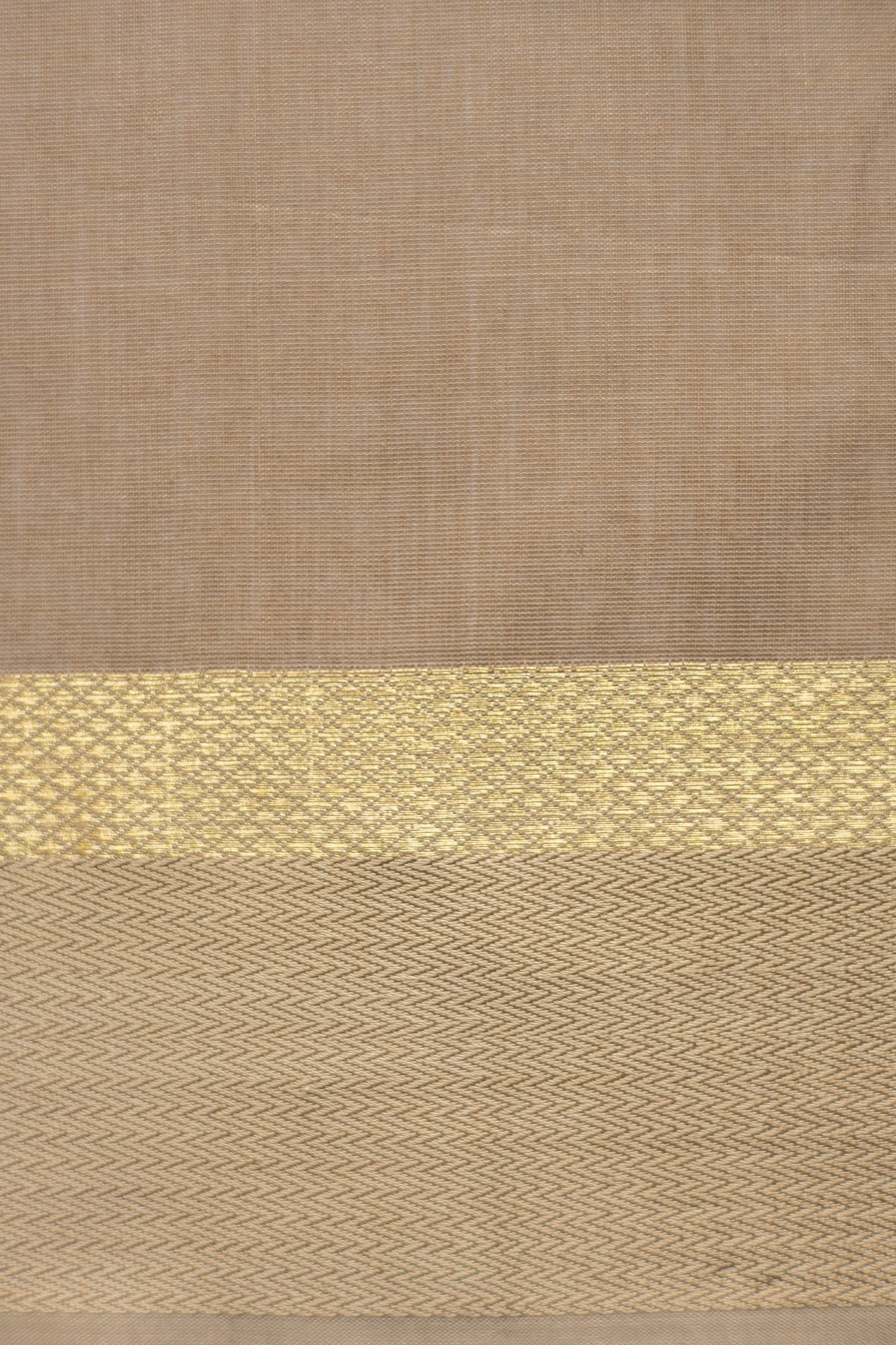 Off White with Beige  Border and Striped pallu saree