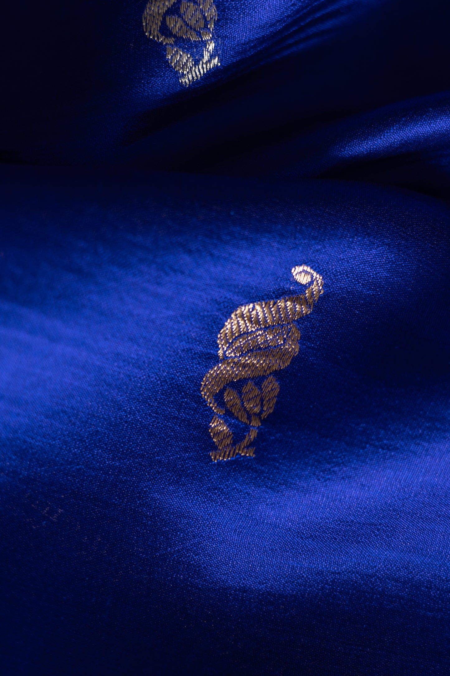 Royal Blue Pure Chanderi Silk with Bright Orange Blouse saree