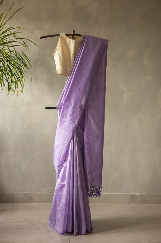 Lavender Plain Mangalagiri Silk Cotton Saree