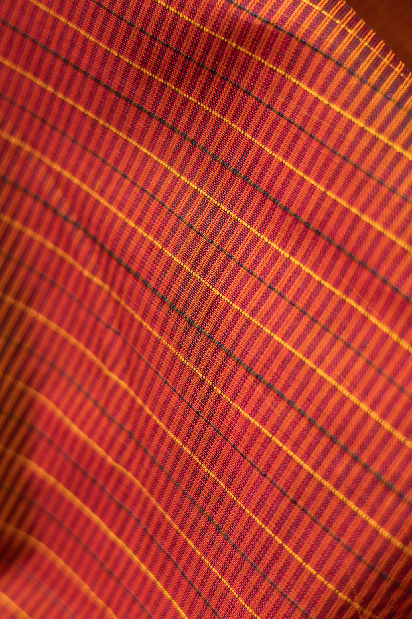 Brown All Over Stripes with Maroon Border Silk Cotton Saree