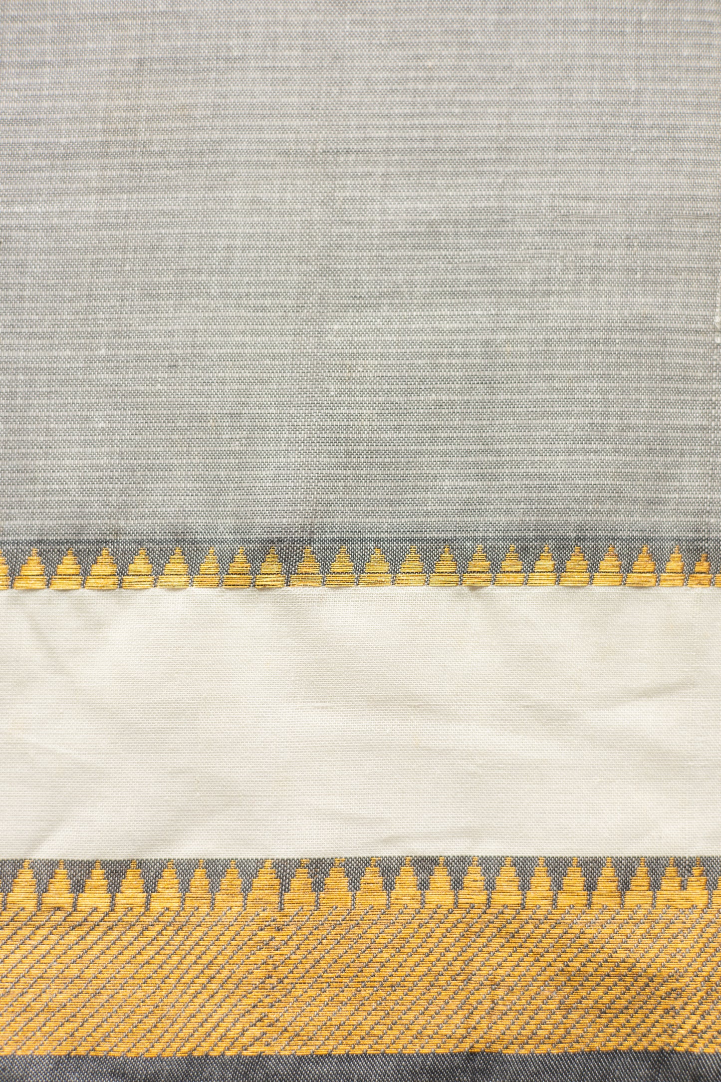 Light Brown Mangalagiri Cotton with Grey Stripped Pallu Saree