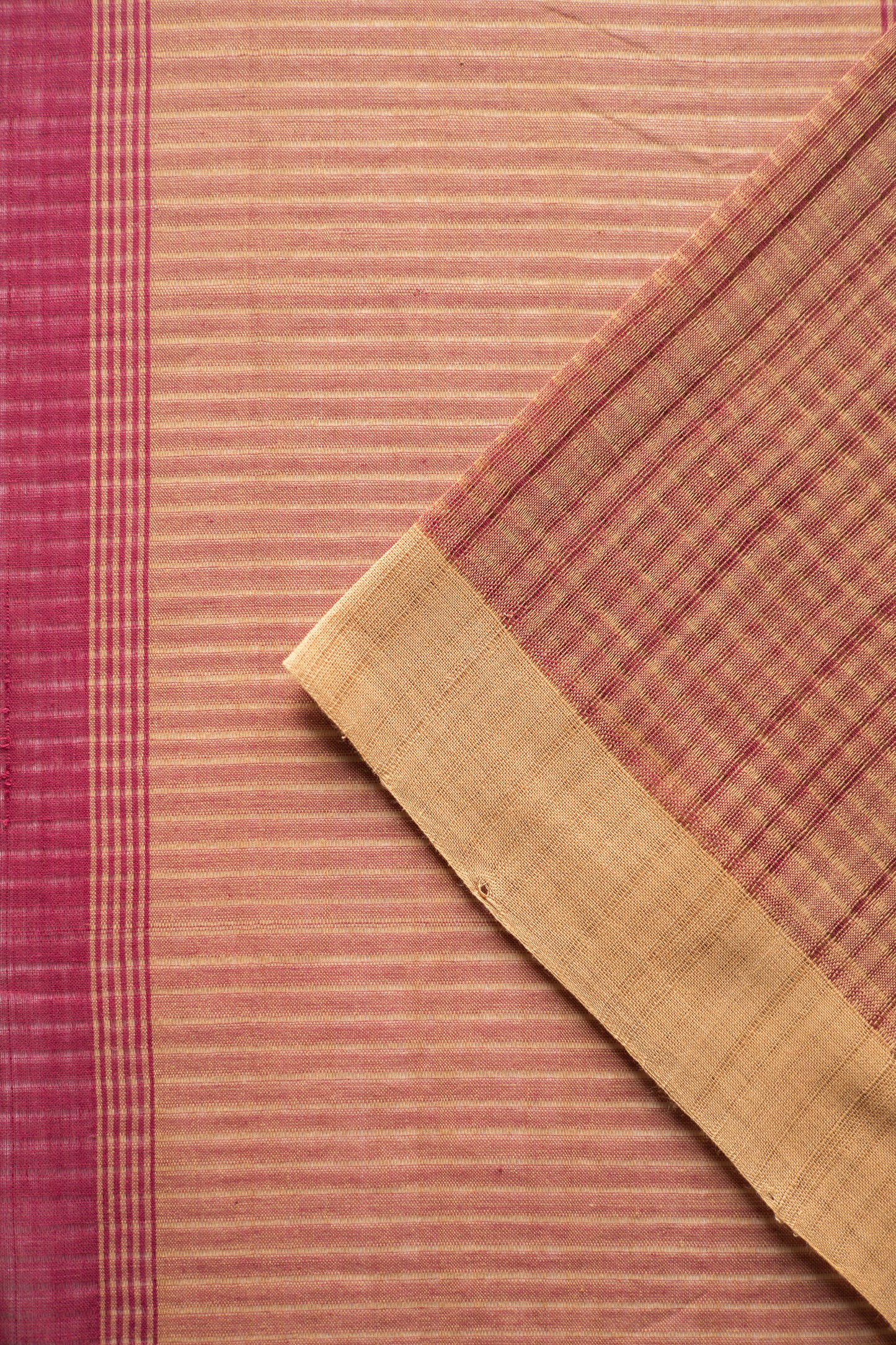 Light Brown Mangalagiri Cotton with Maroon Stripped Pallu  Saree