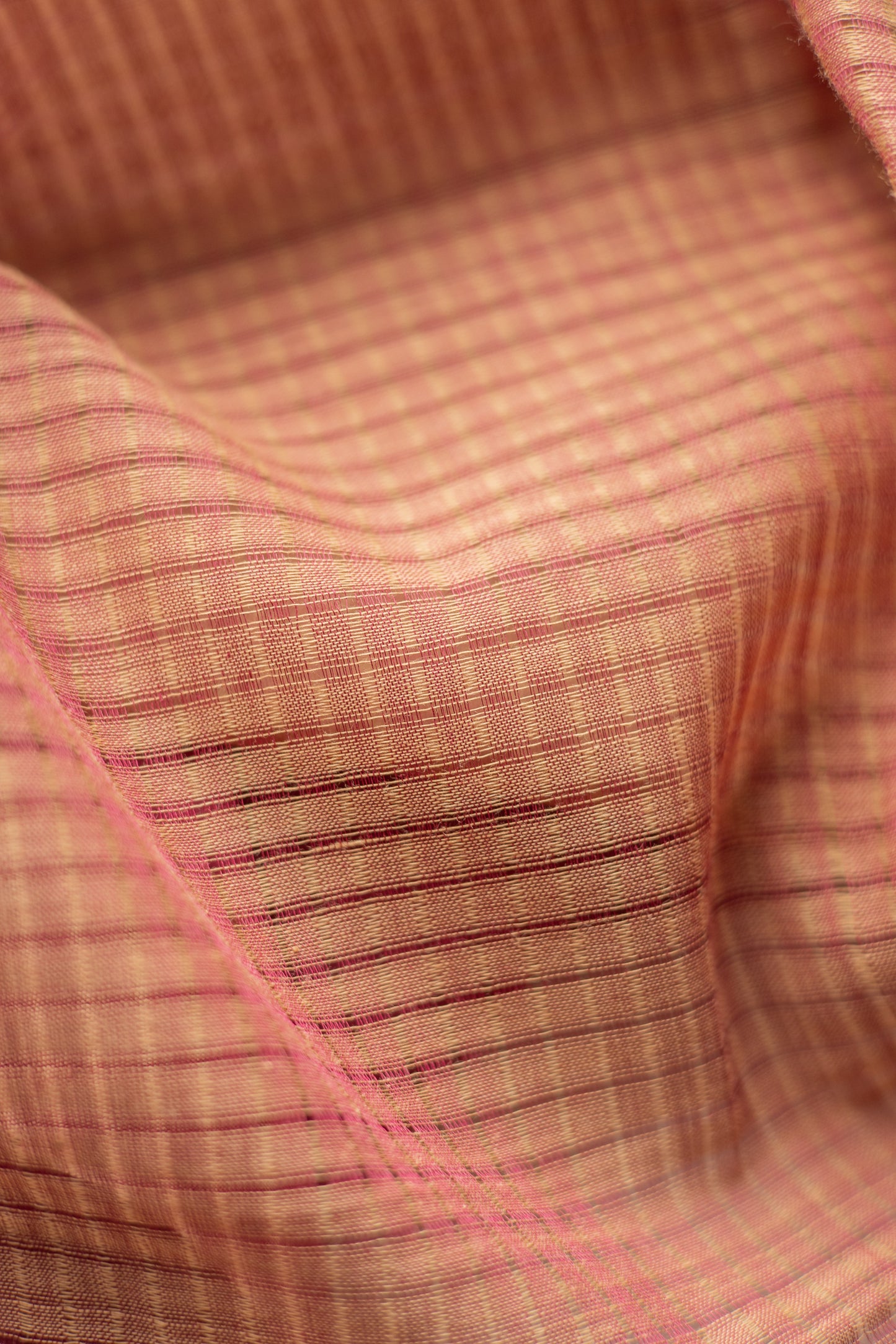 Light Brown Mangalagiri Cotton with Maroon Stripped Pallu  Saree