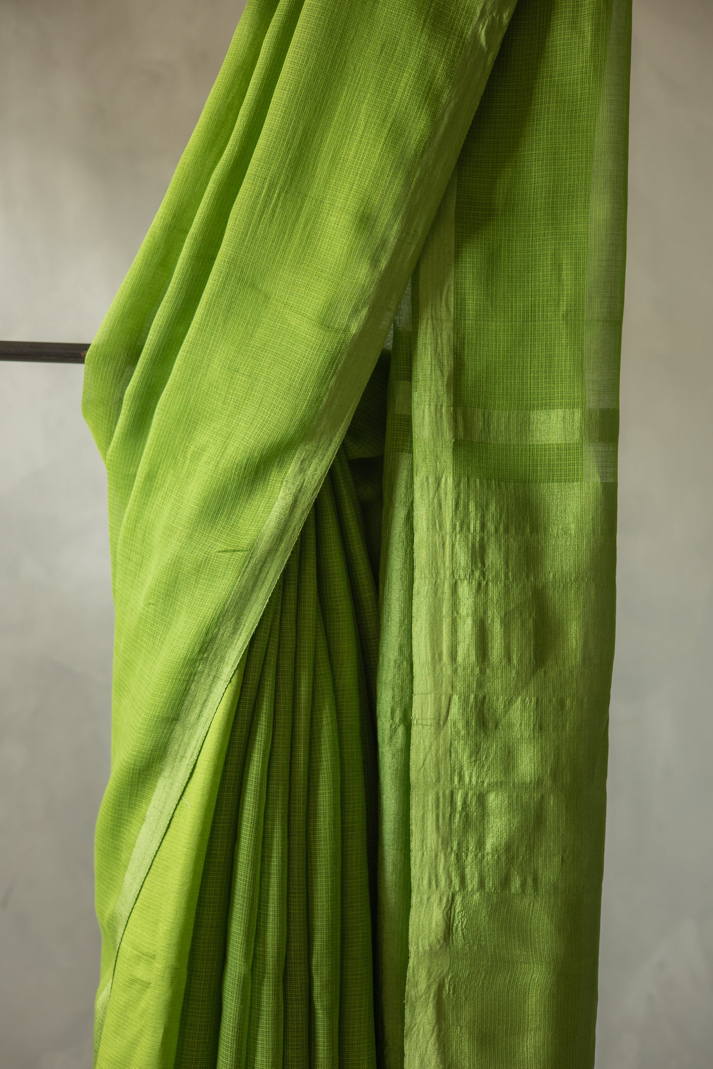 Green Kota Cotton with Kuchi Checks Saree