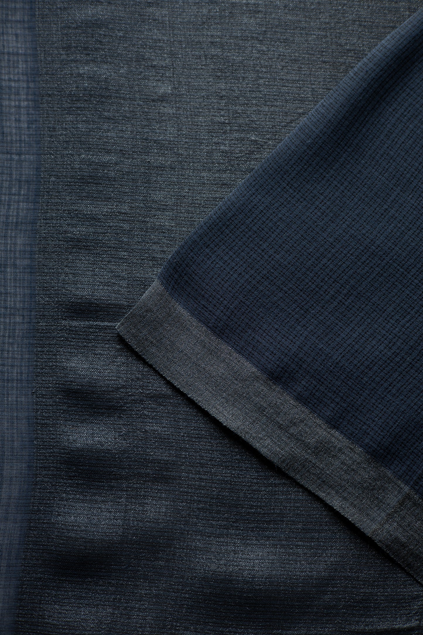 Dark Navy Blue Kota Cotton with Kuchi Checks Saree