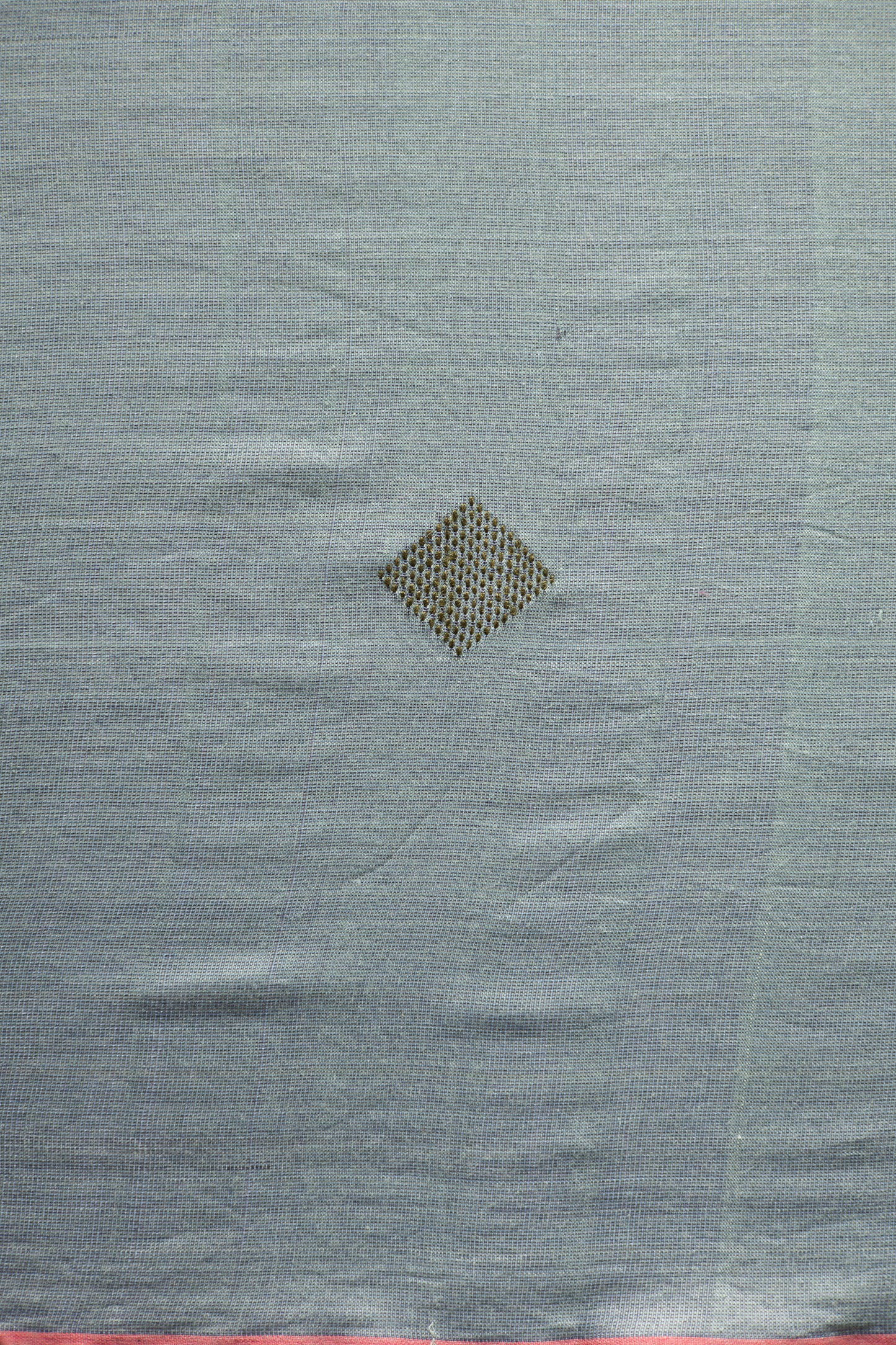 Grey Cotton Abstract with Motif and Mid Blue Pallu Saree